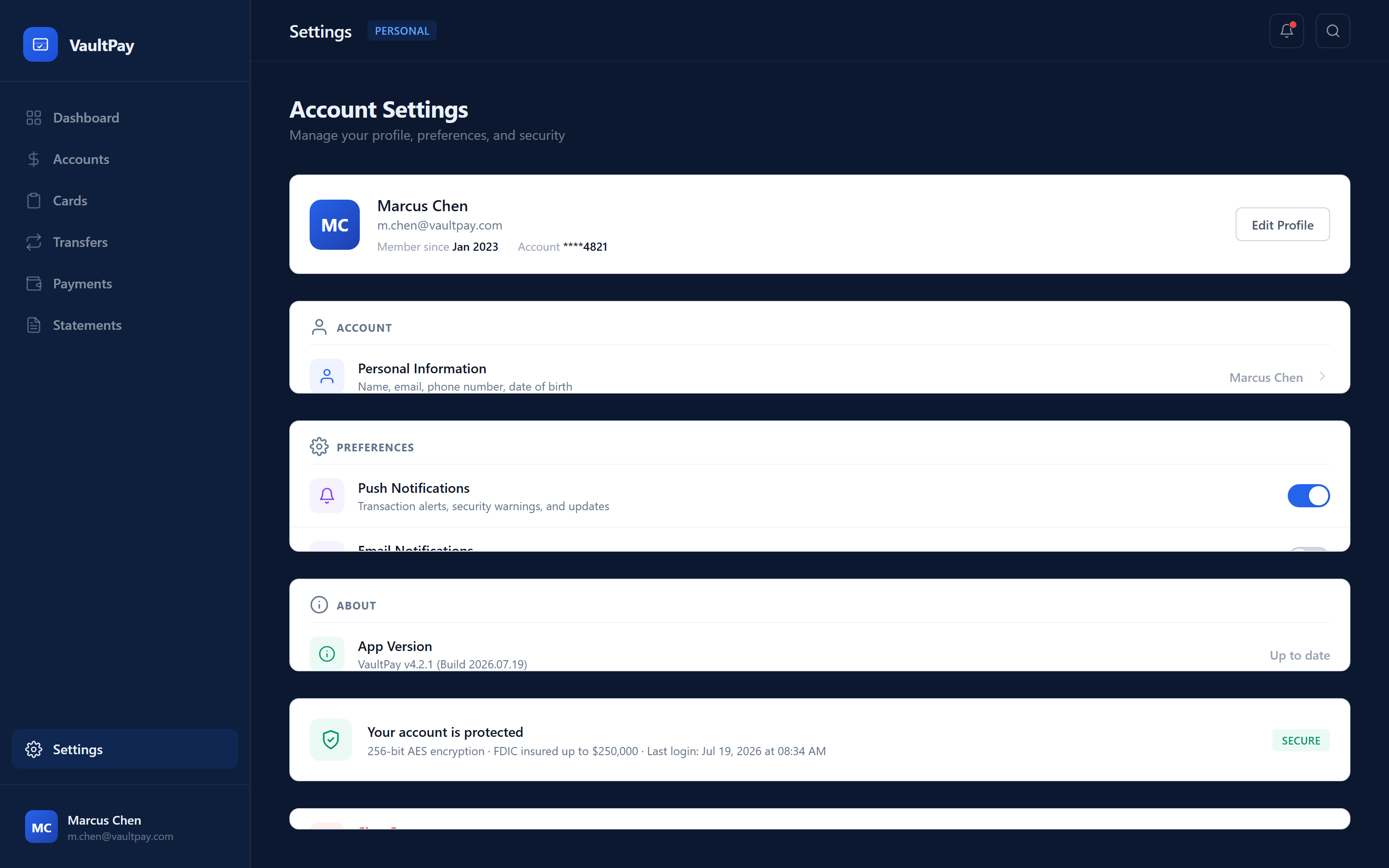 Fintech Trust Settings