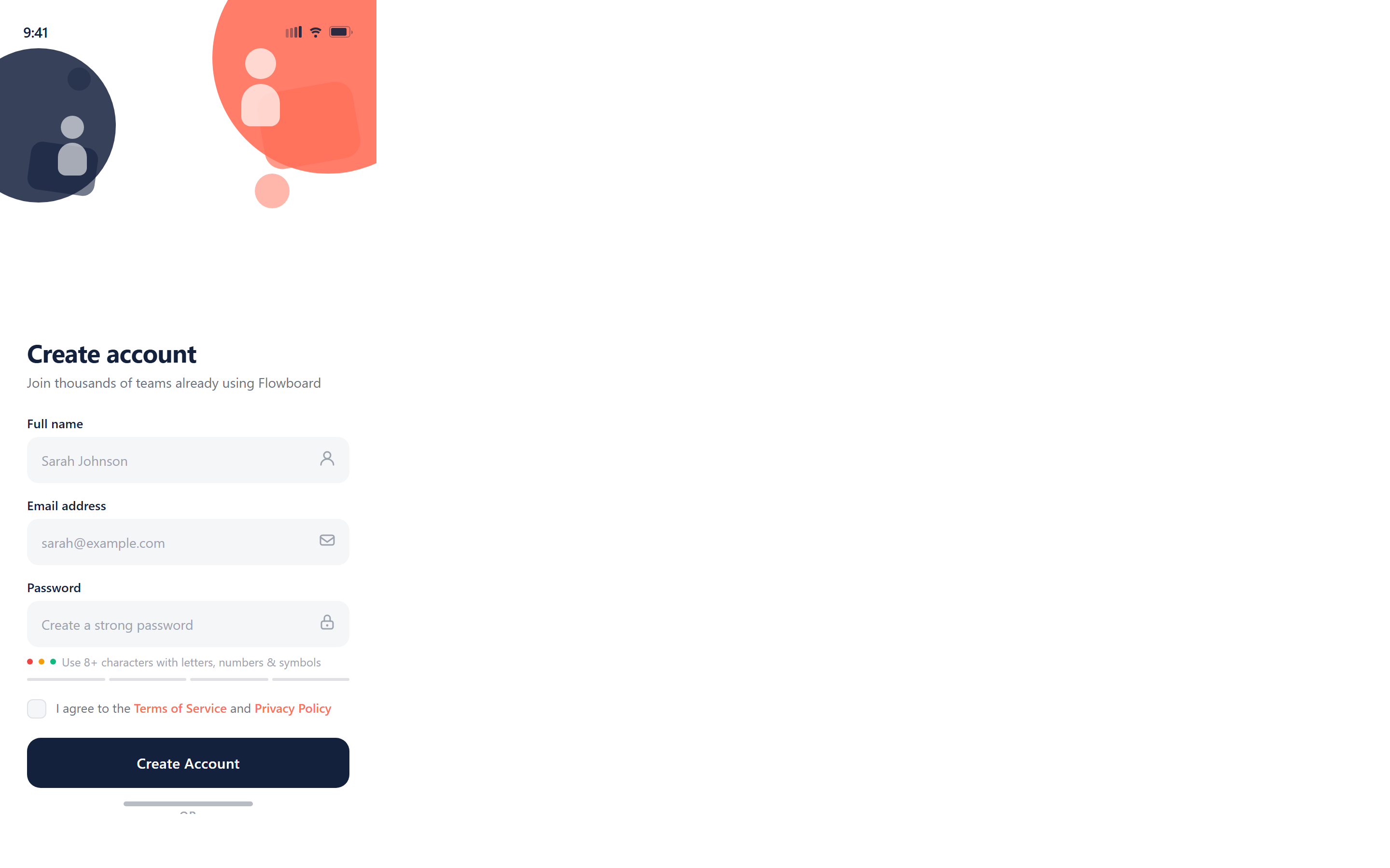 Flat Design 2.0 Sign Up