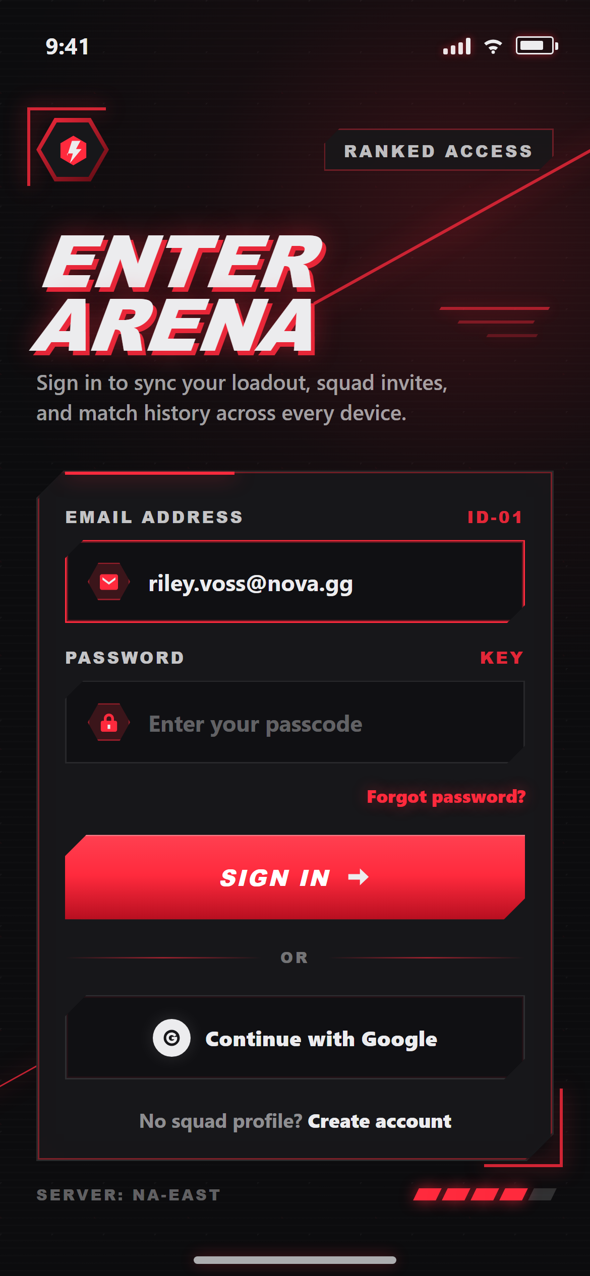 Gaming HUD Login