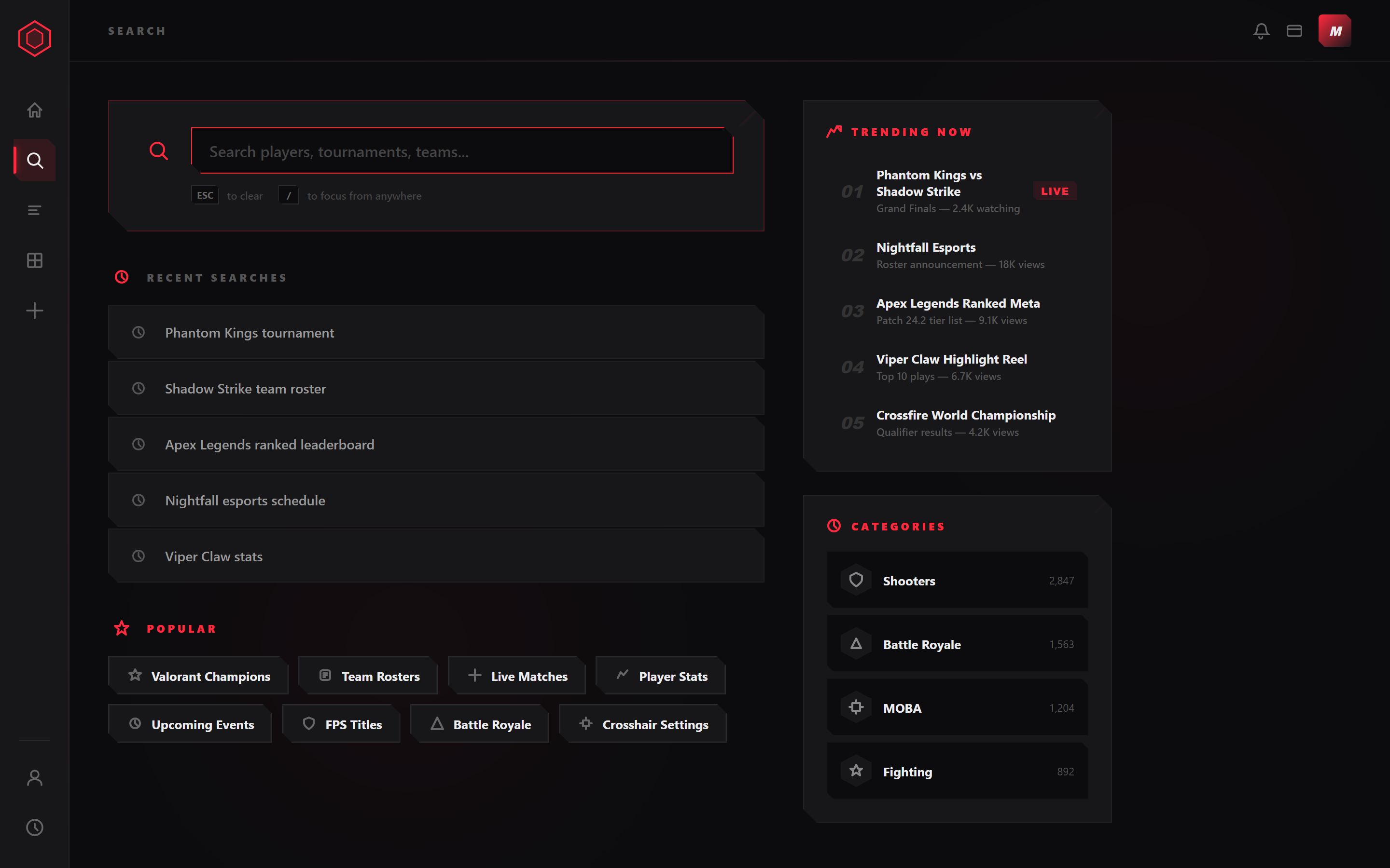 Gaming HUD Search