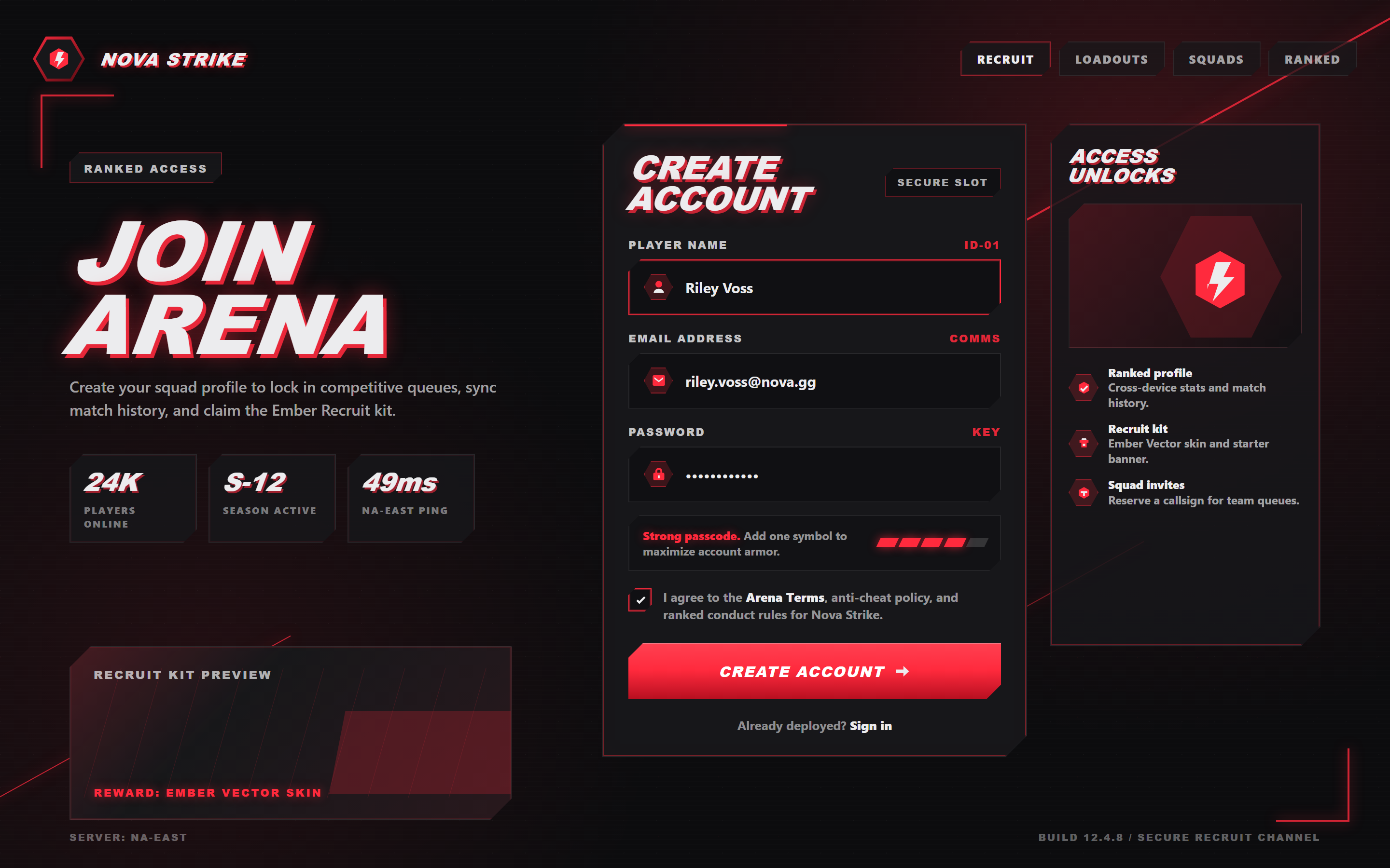Gaming HUD Sign Up