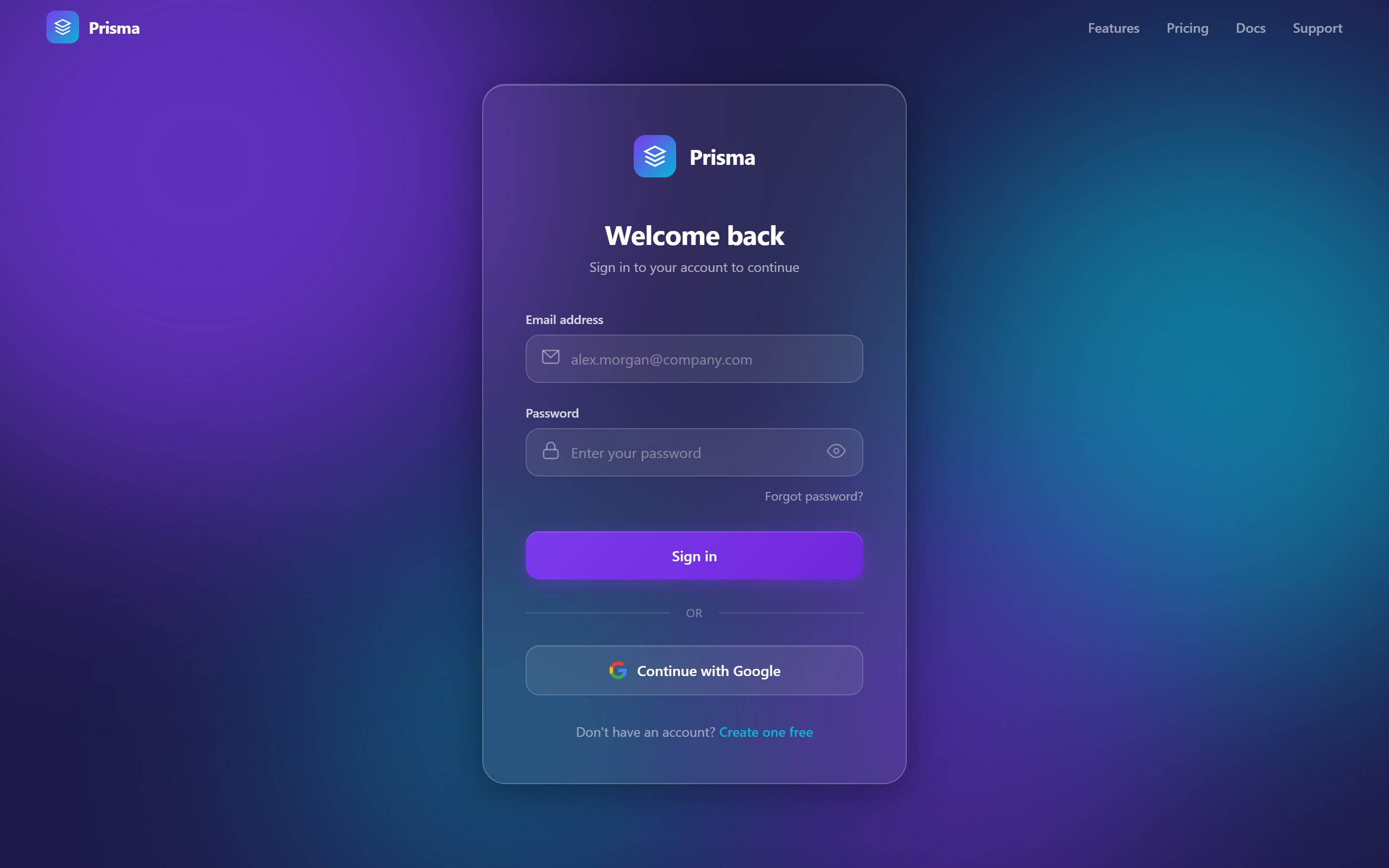 Glassmorphism Login