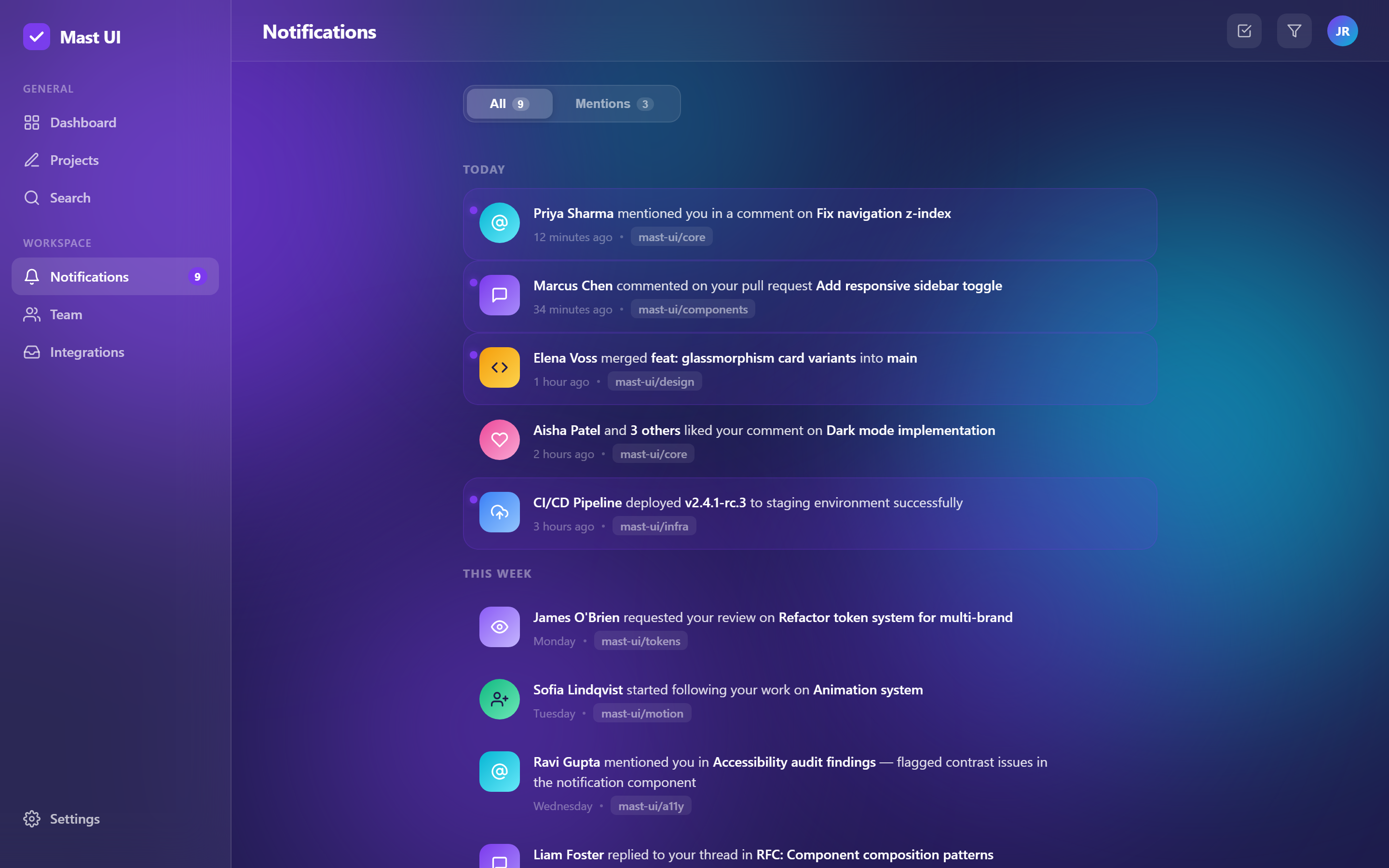 Glassmorphism Notifications