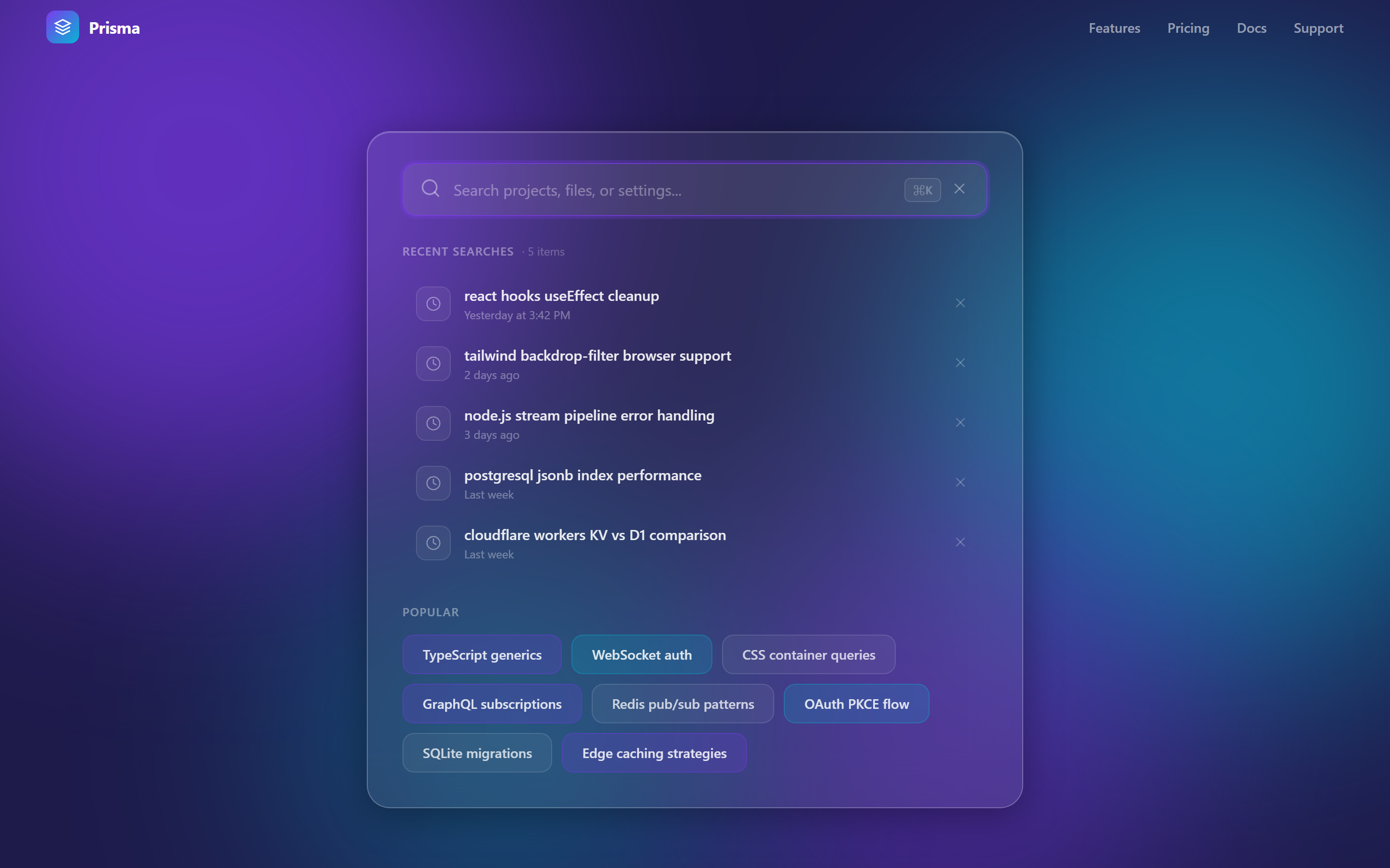 Glassmorphism Search
