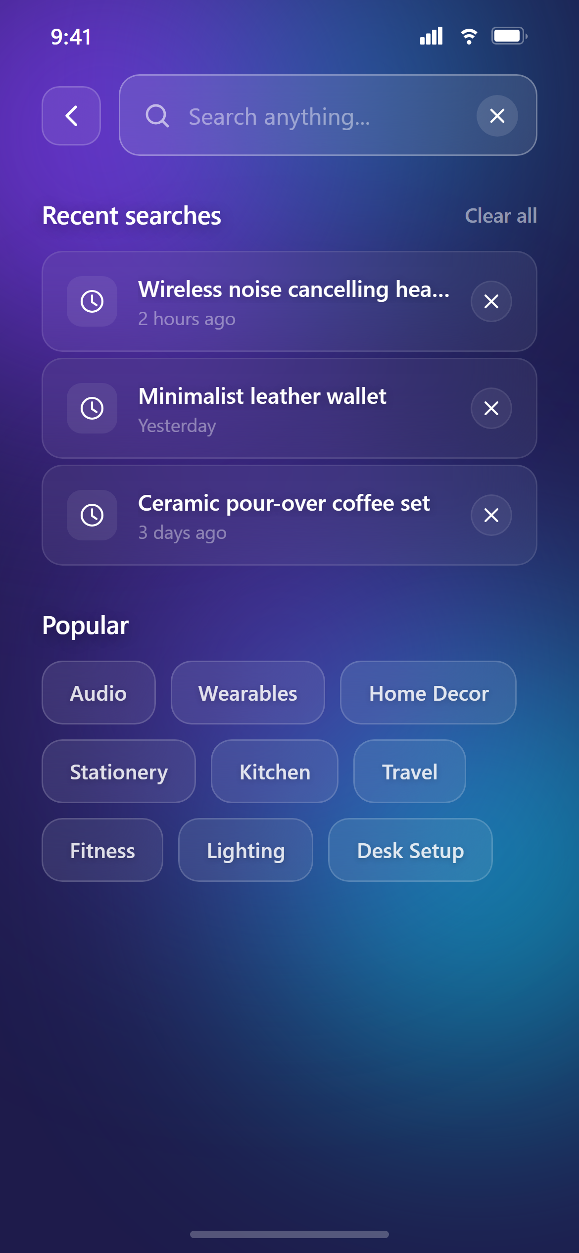 Glassmorphism Search