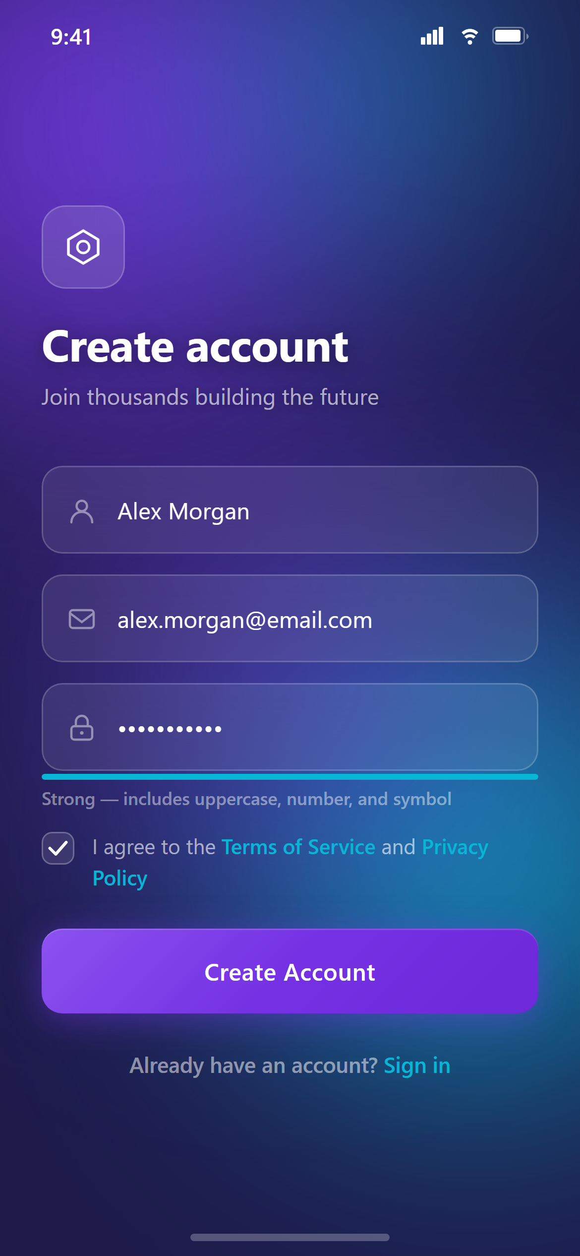 Glassmorphism Sign Up