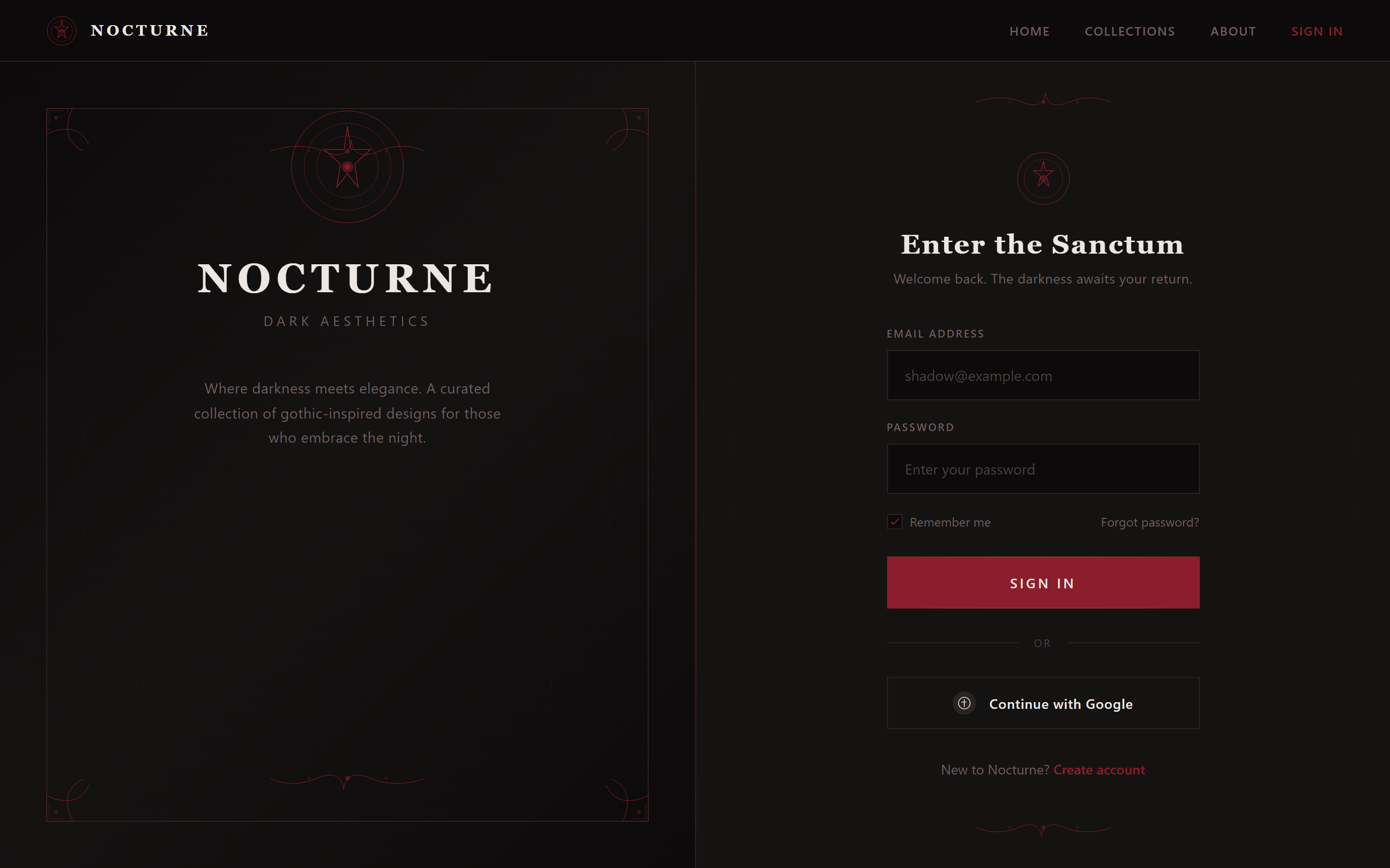 Gothic Dark Login