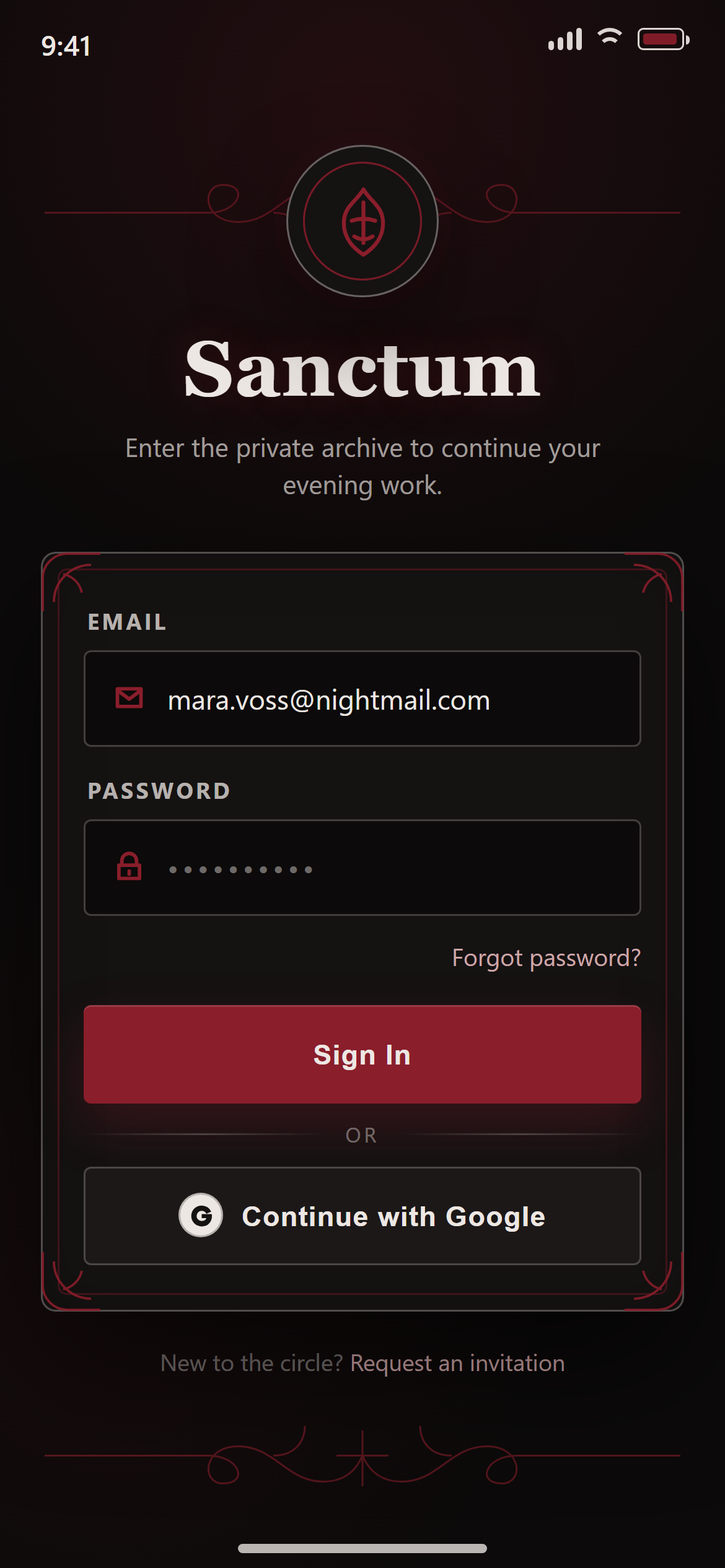 Gothic Dark Login