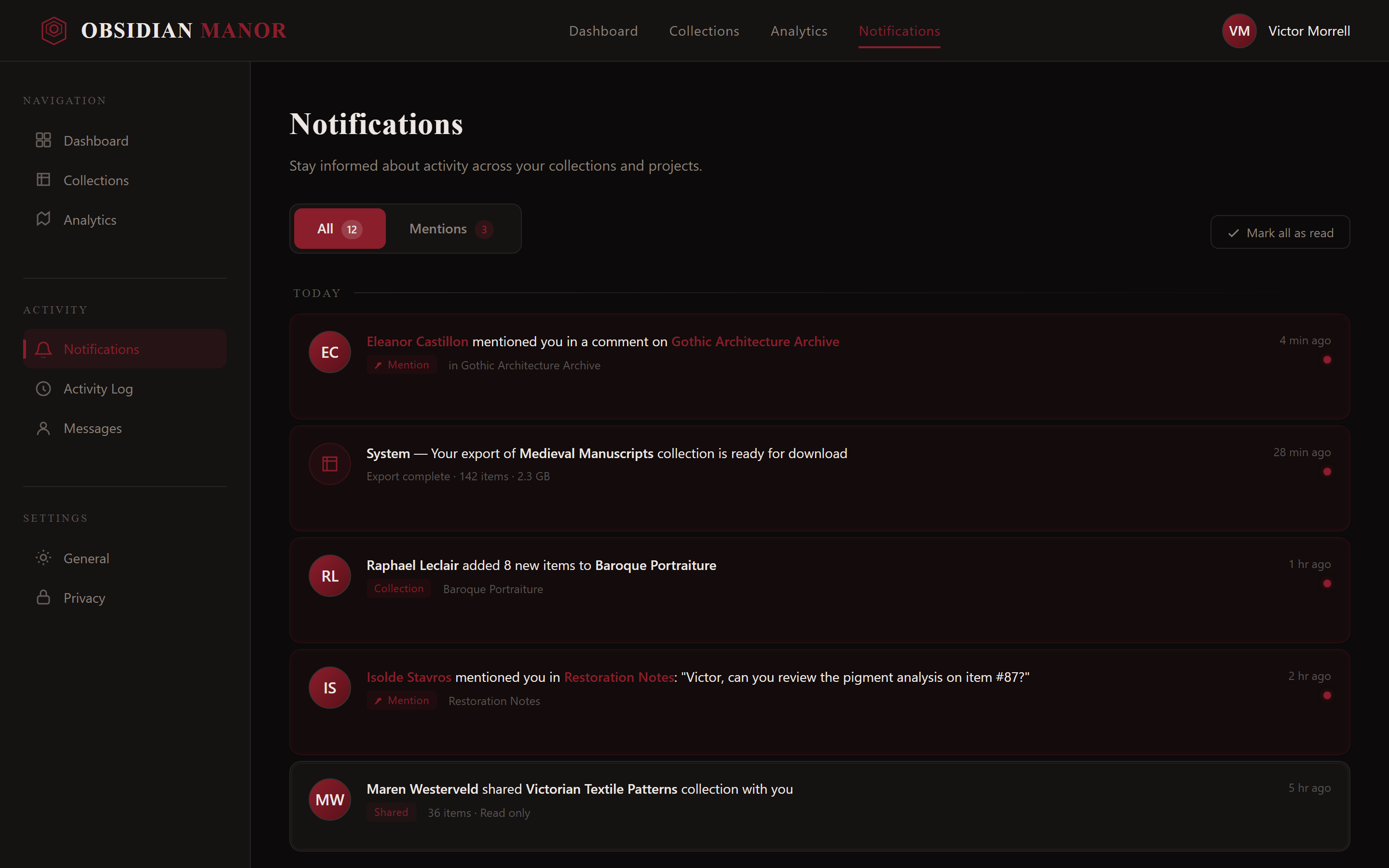 Gothic Dark Notifications