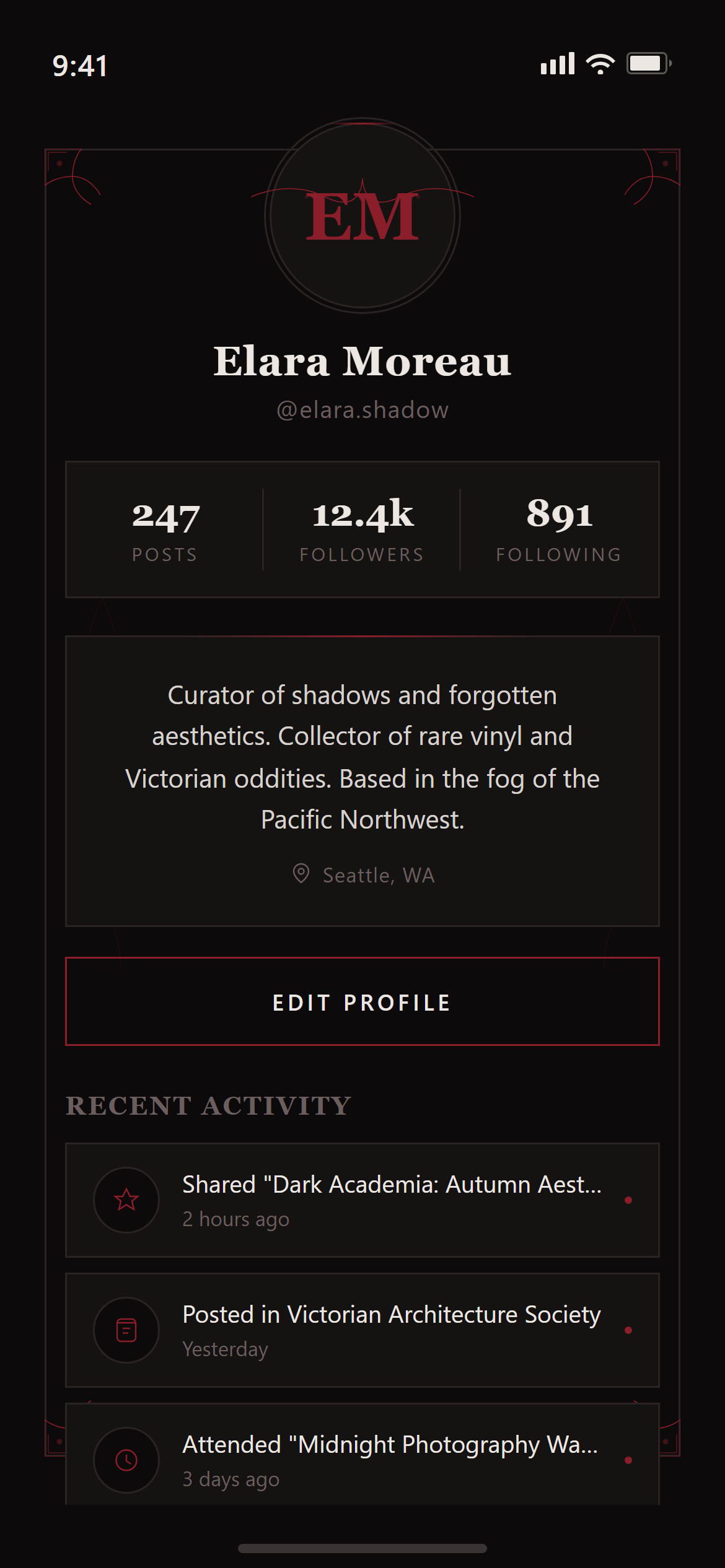 Gothic Dark Profile
