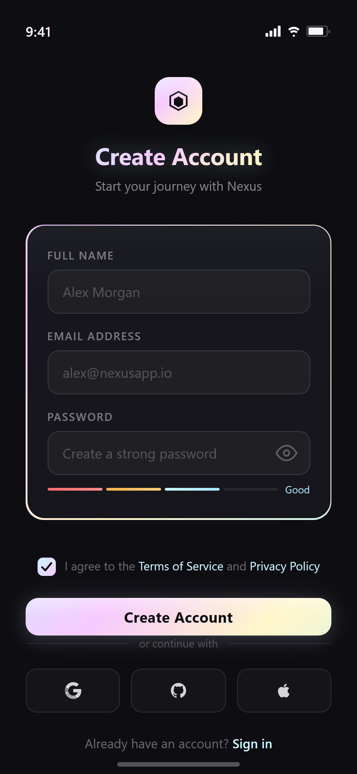 Holographic Sign Up