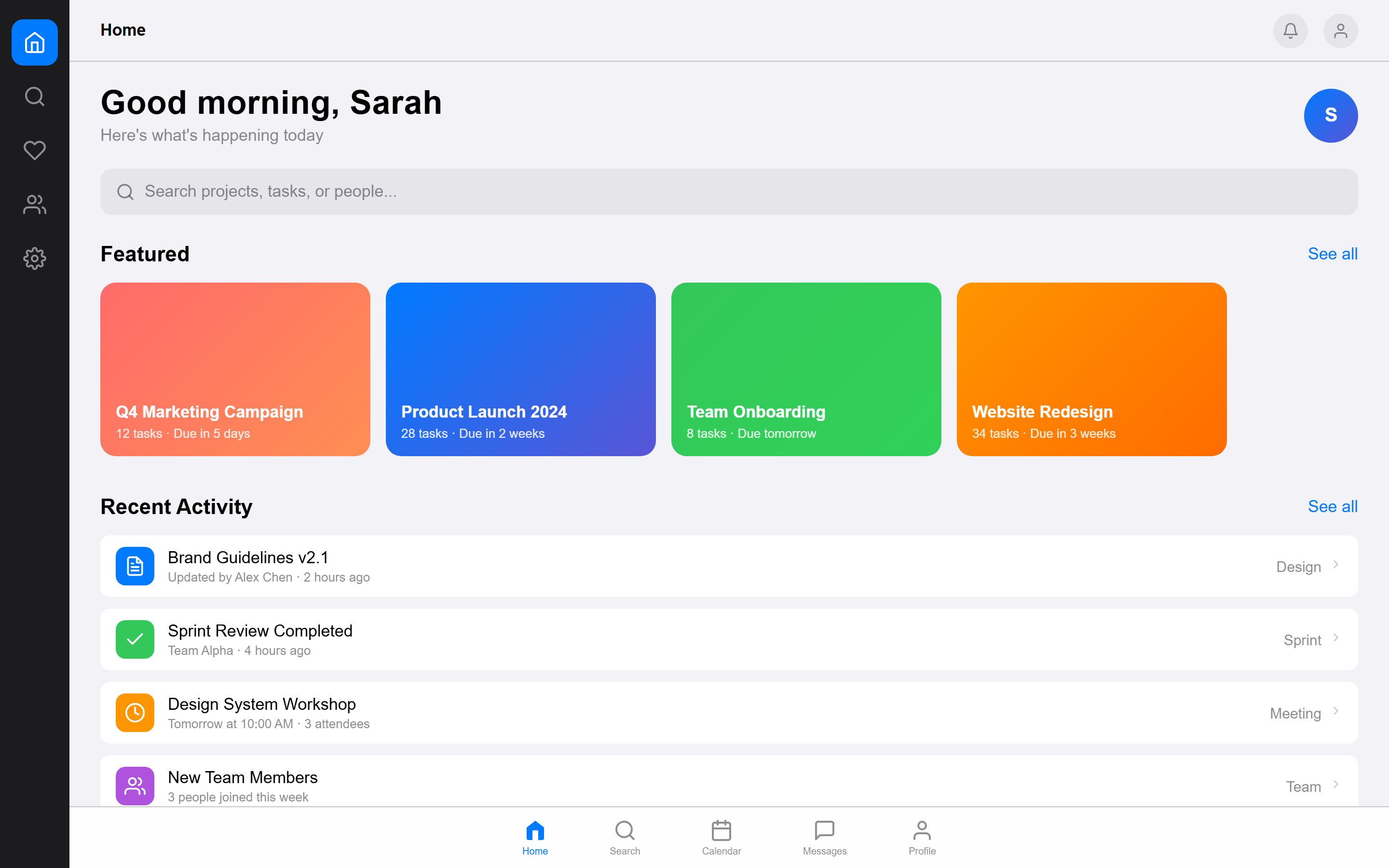 iOS Native Home