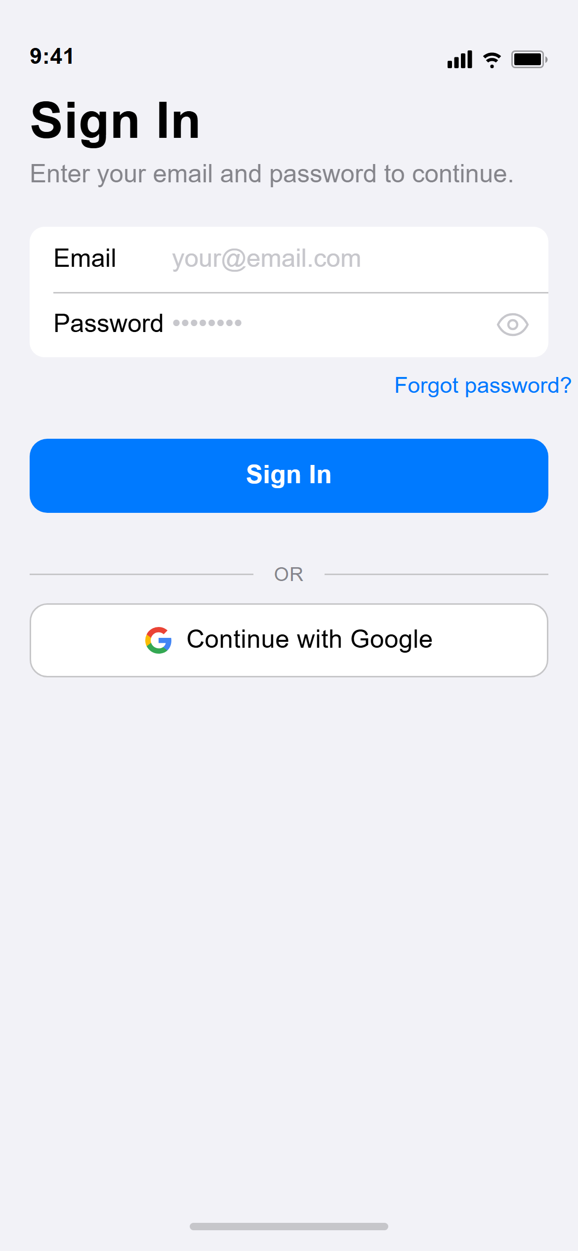 iOS Native Login