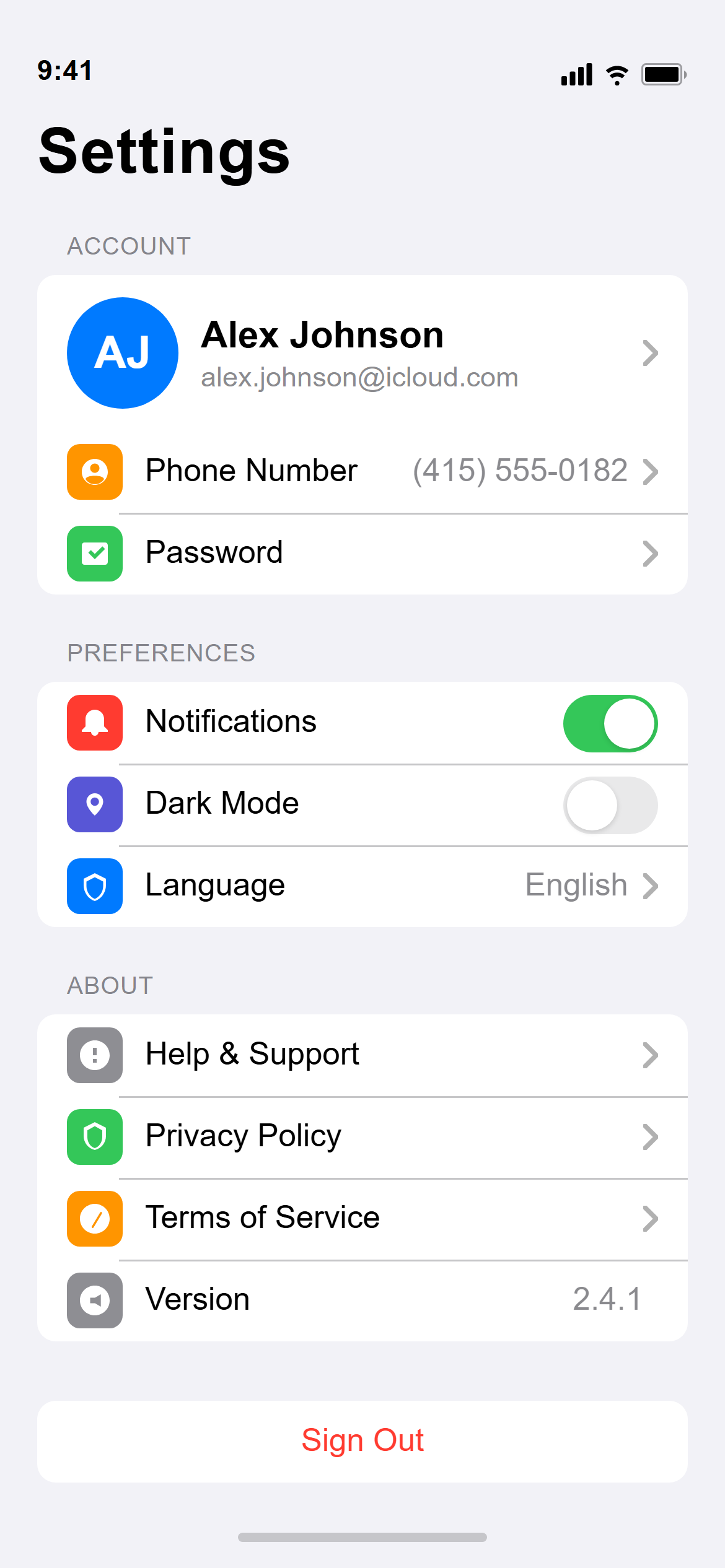 iOS Native Settings