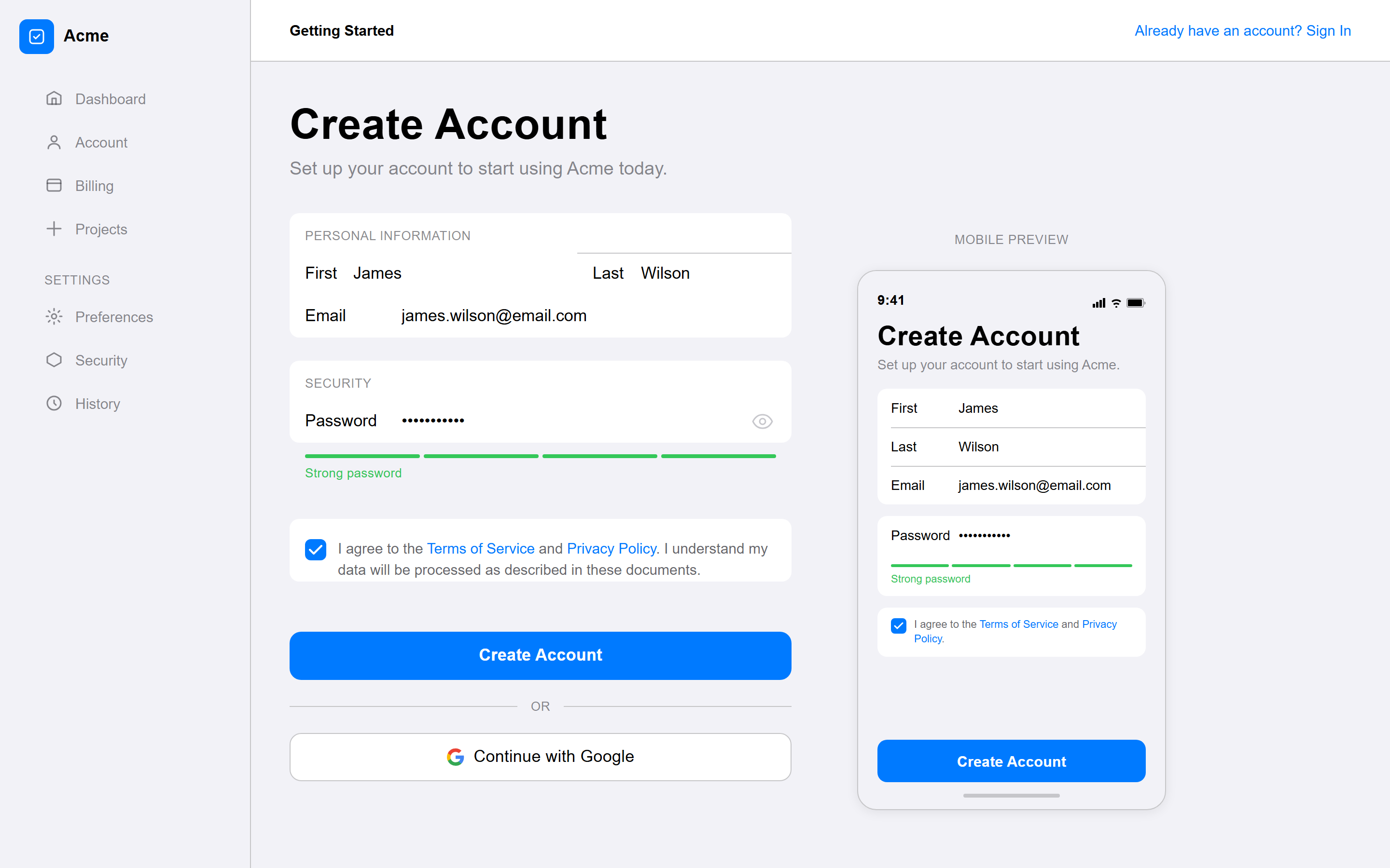 iOS Native Sign Up