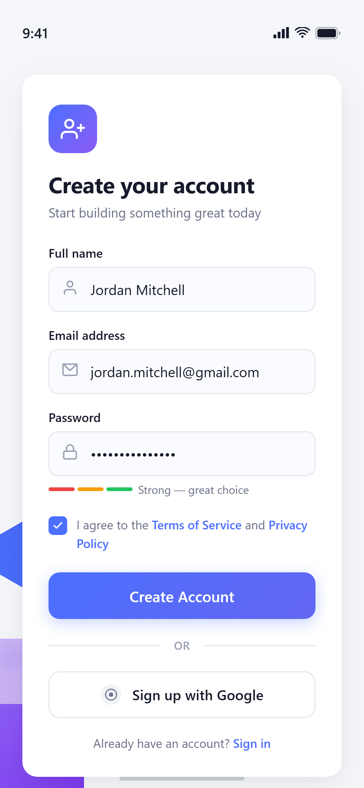 Isometric Sign Up