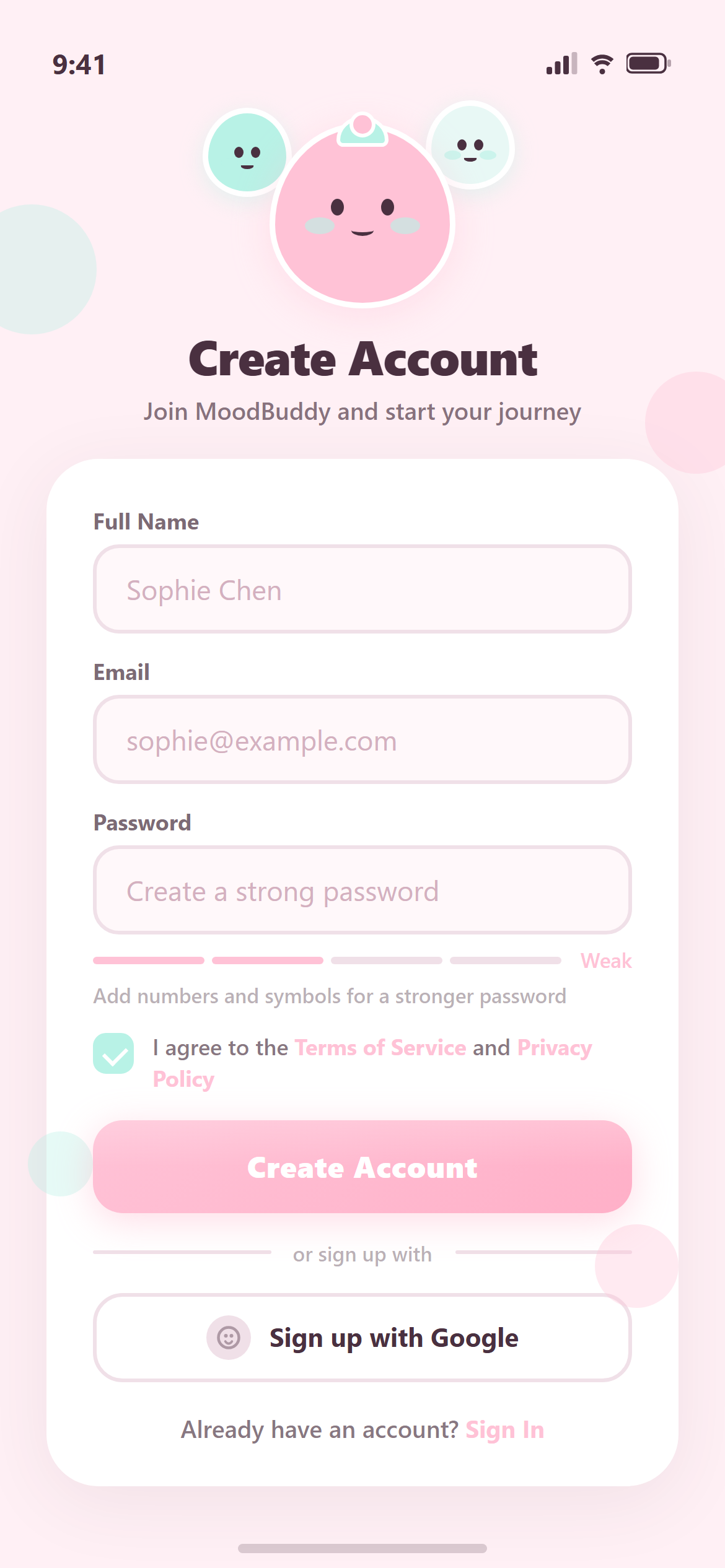 Kawaii Cute Sign Up