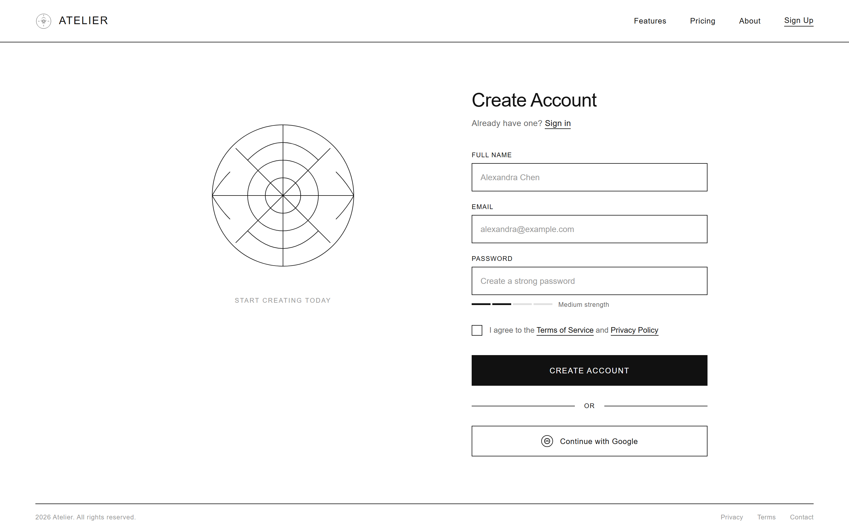 Minimal Line Art Sign Up