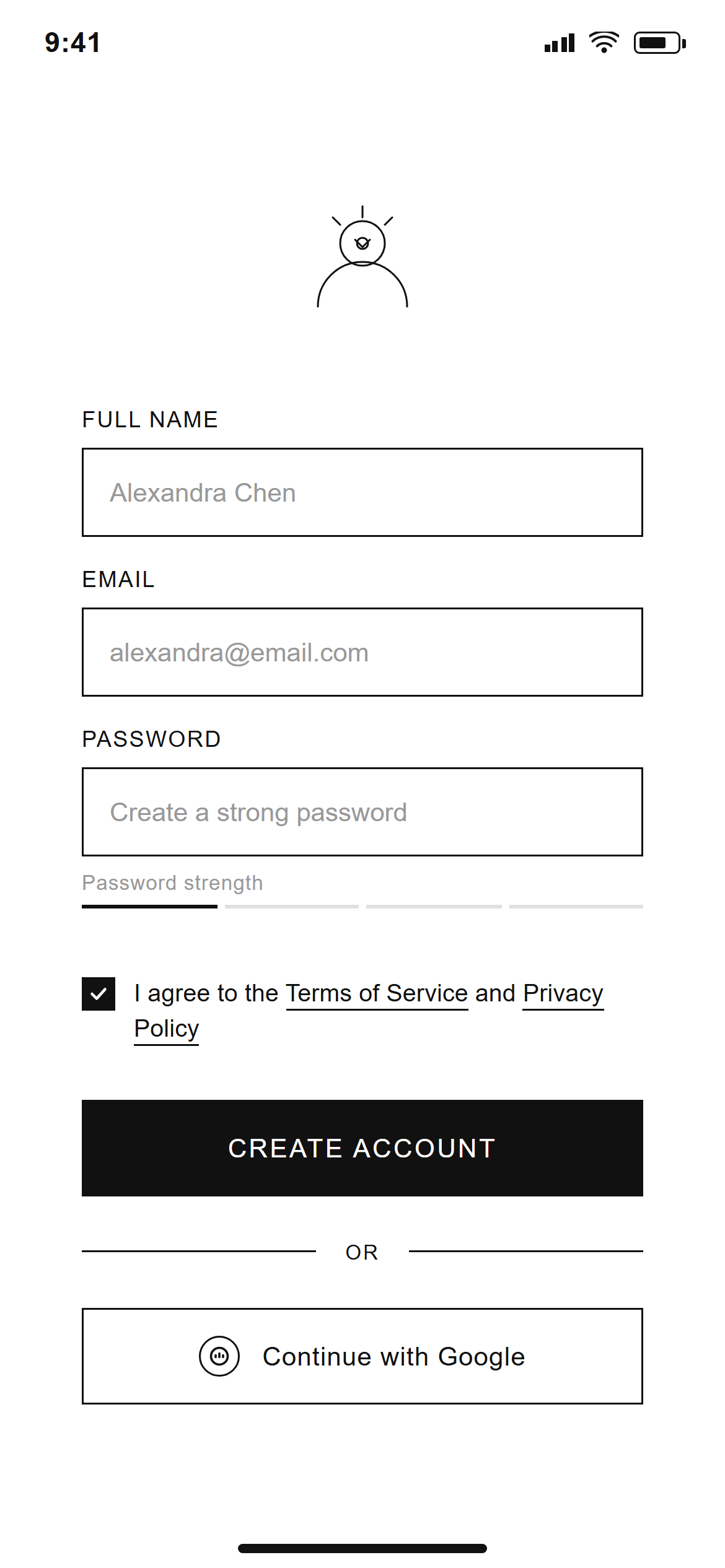 Minimal Line Art Sign Up