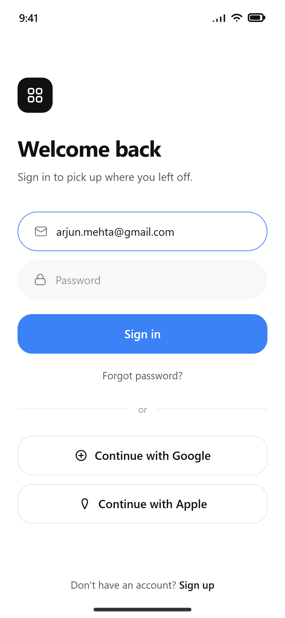 Modern Minimalist Email Login
