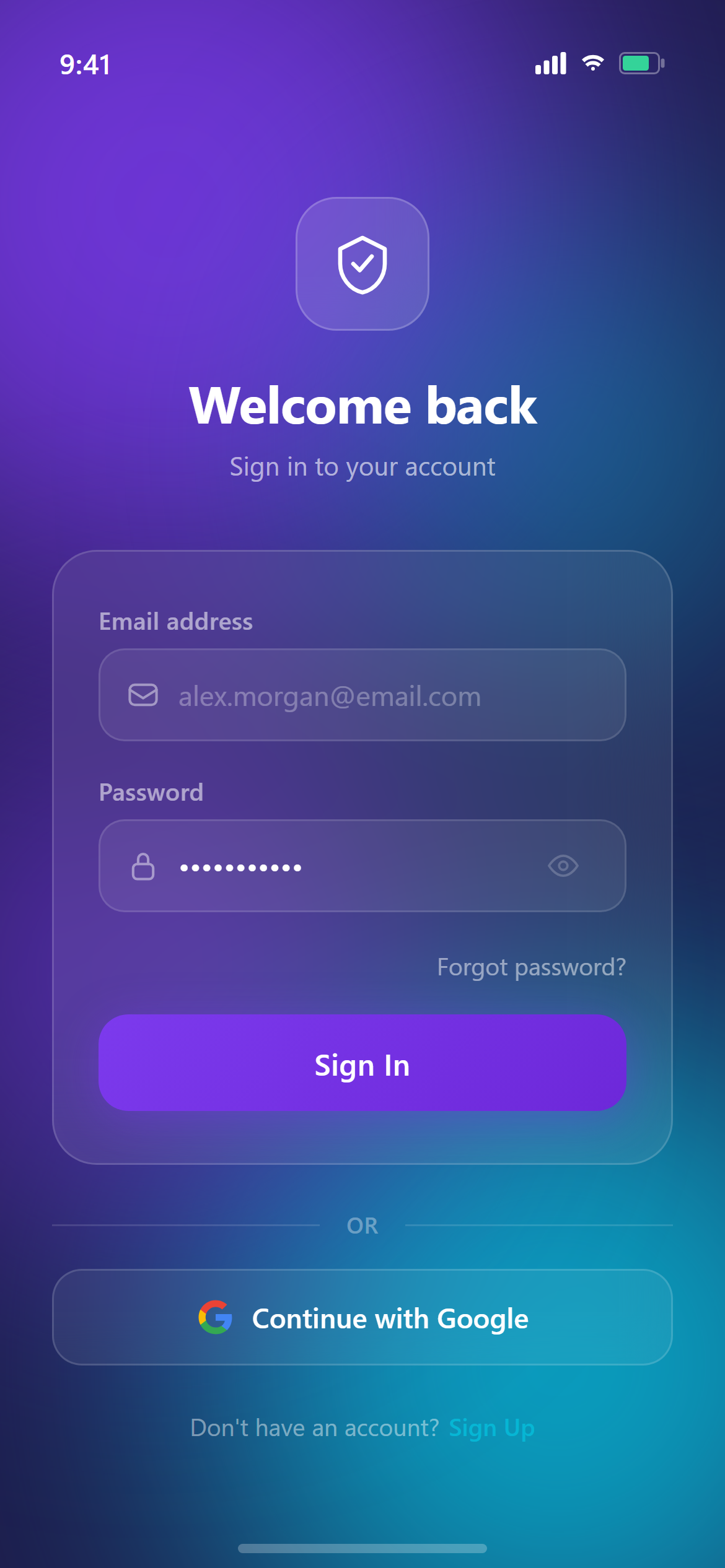 Glassmorphism Email Login