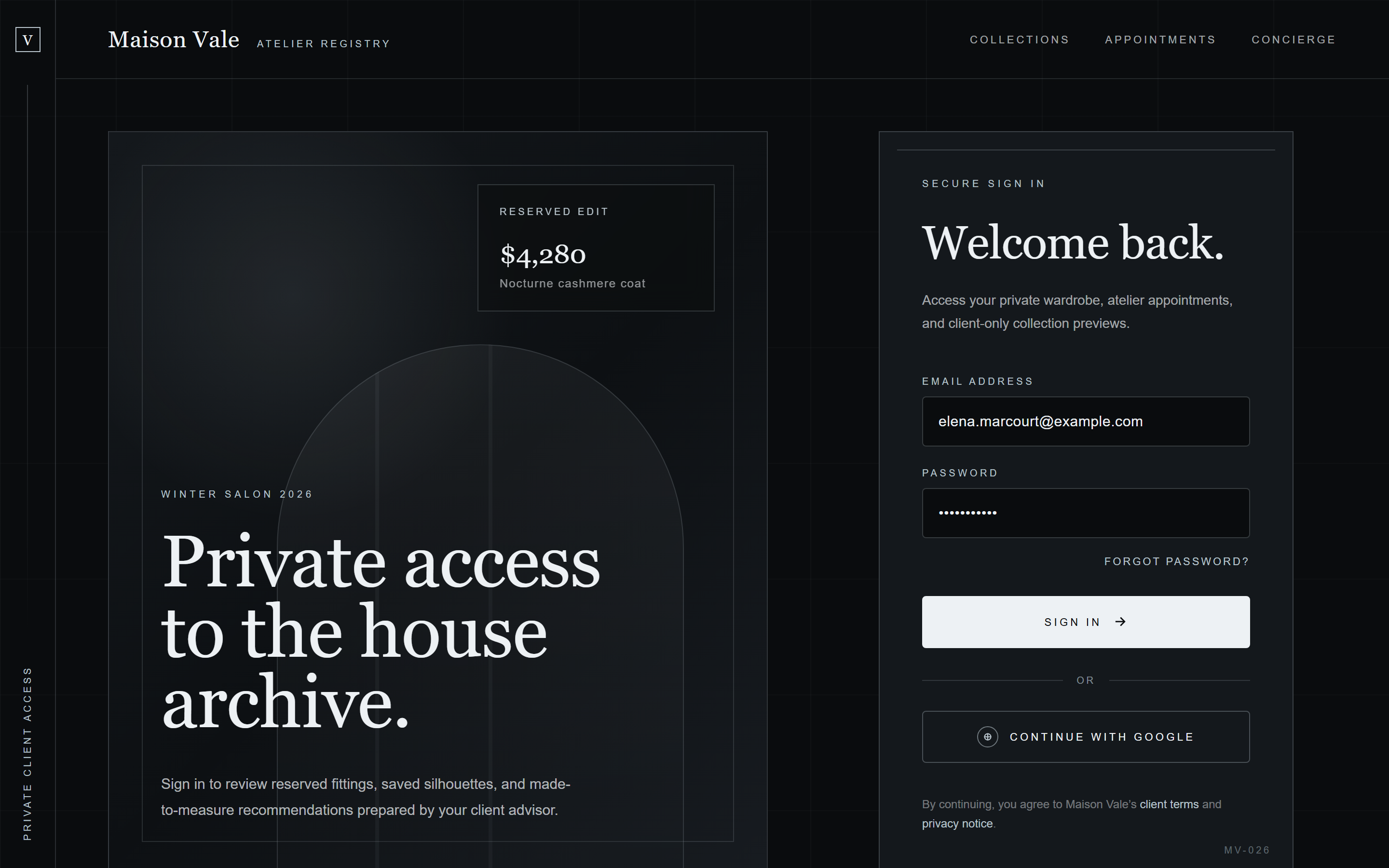 Luxury Dark Email Login