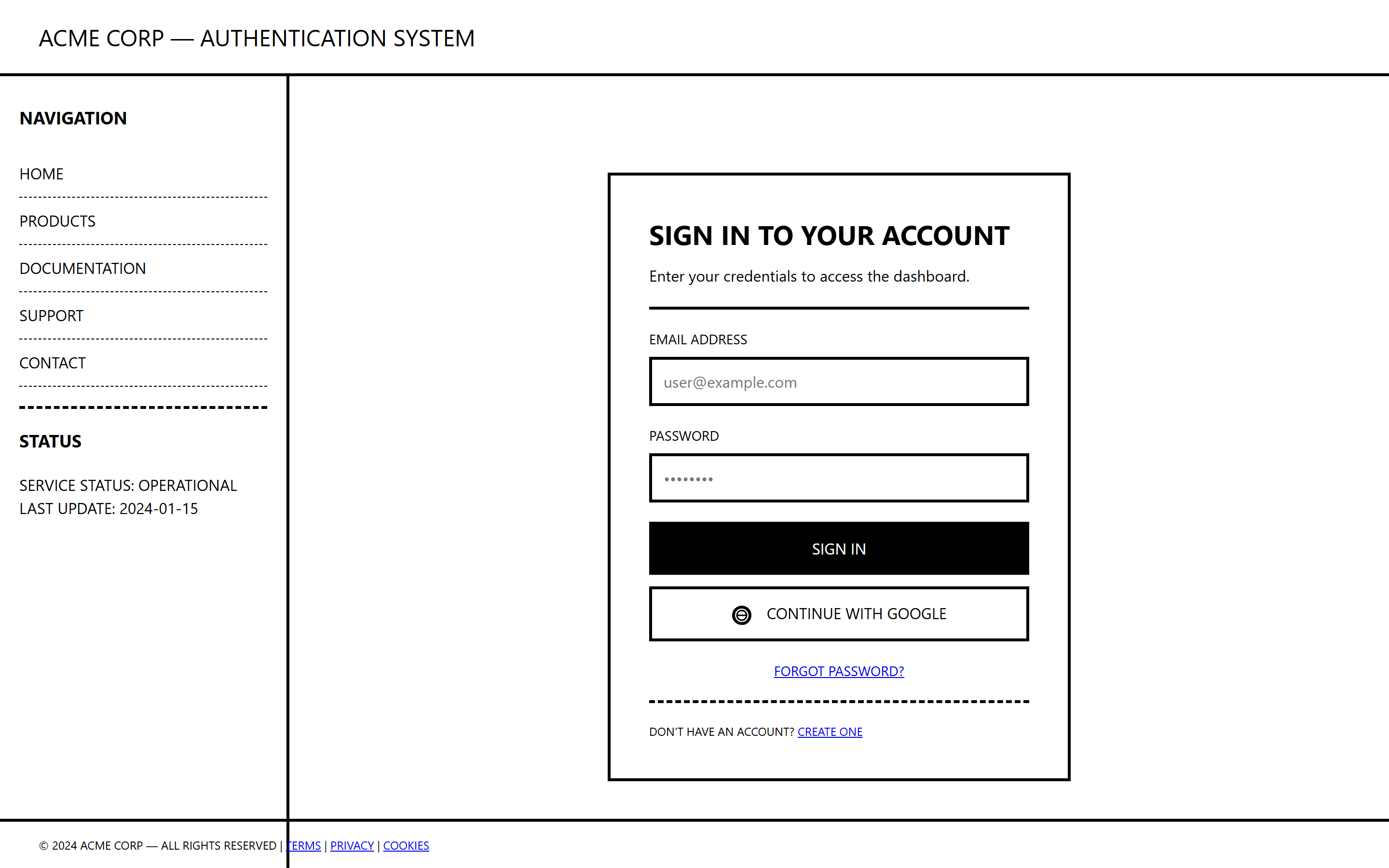 Raw Brutalist Email Login