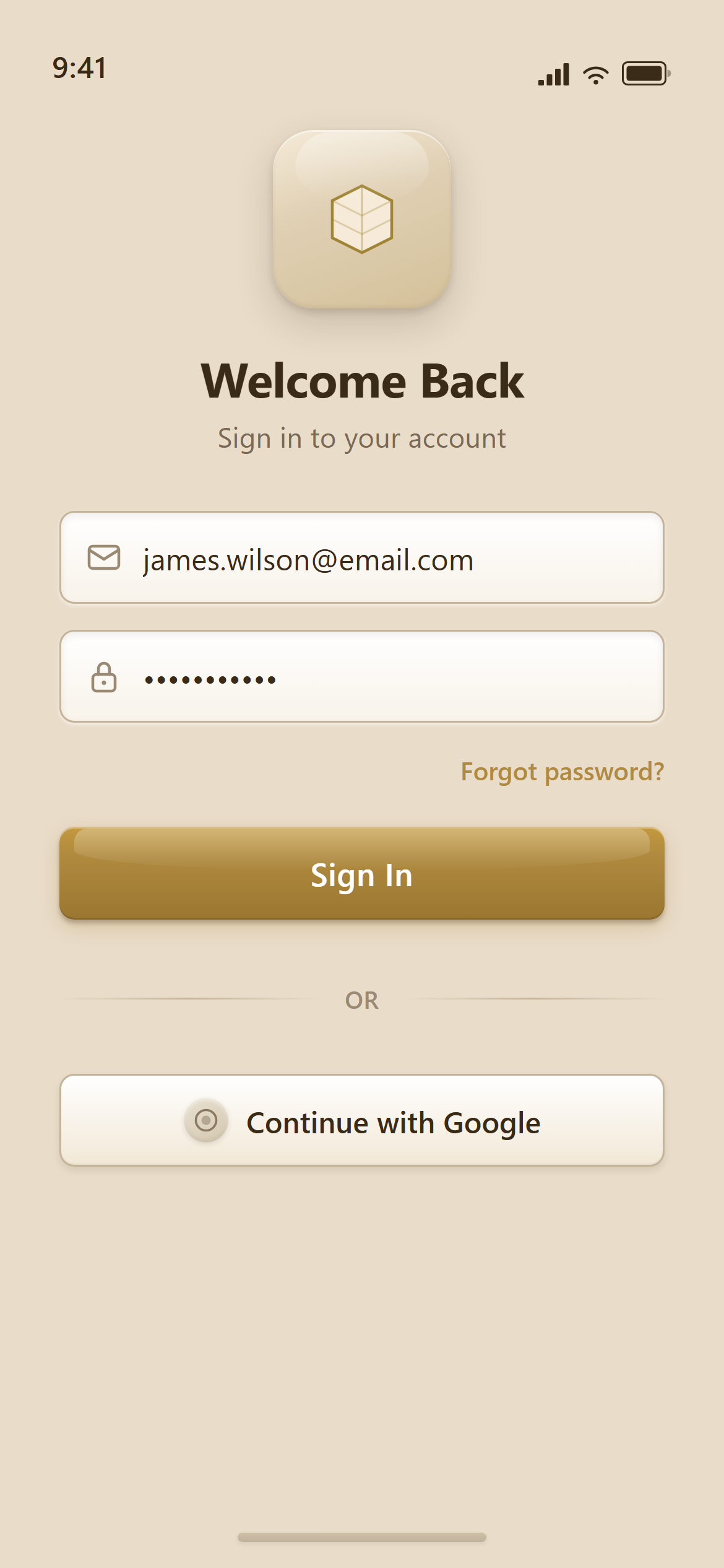 Skeuomorphic Email Login