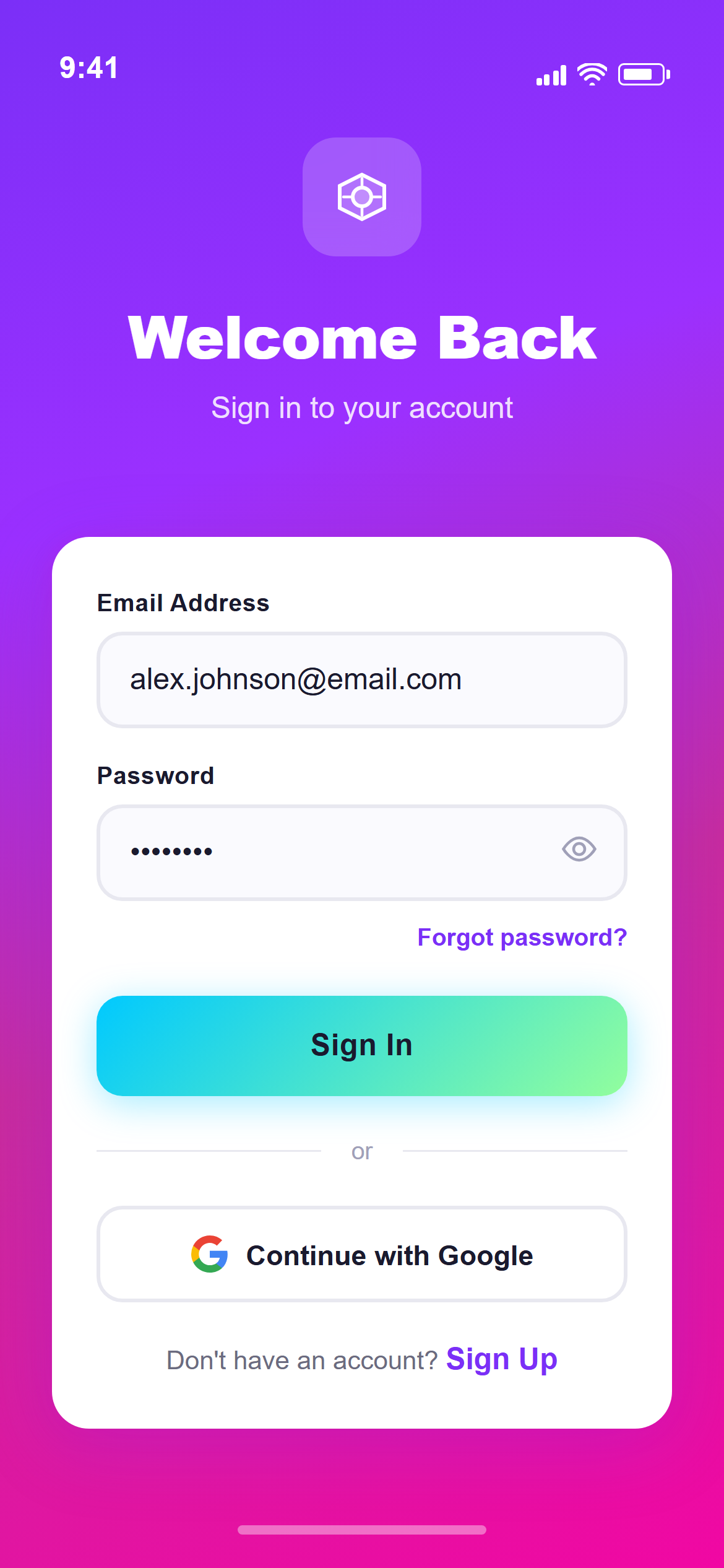Vibrant Gradient Email Login