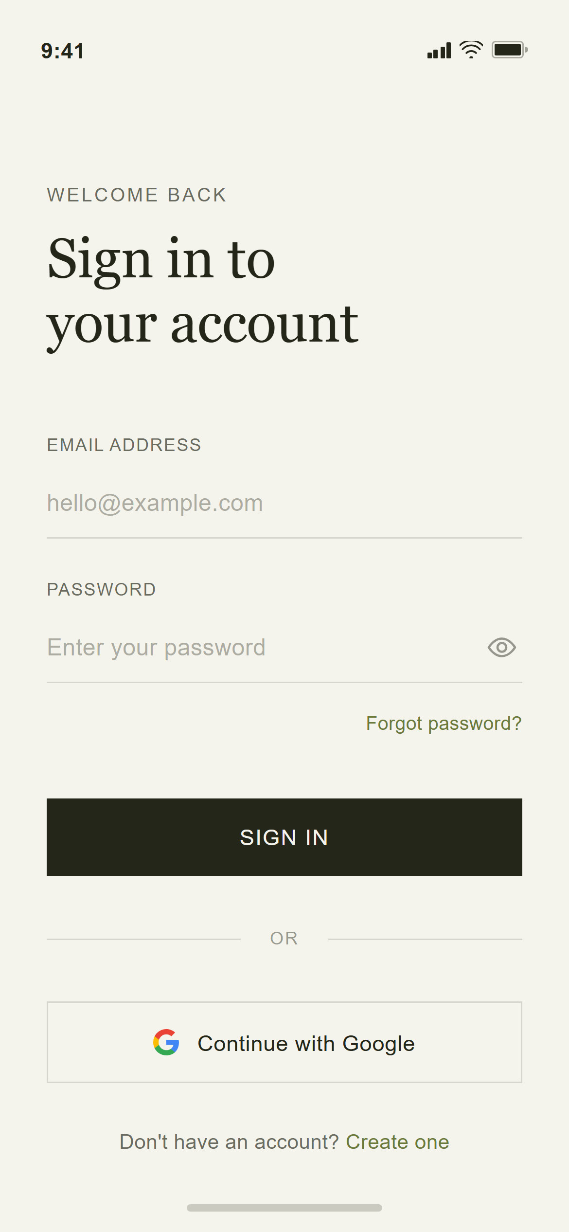 Warm Editorial Email Login