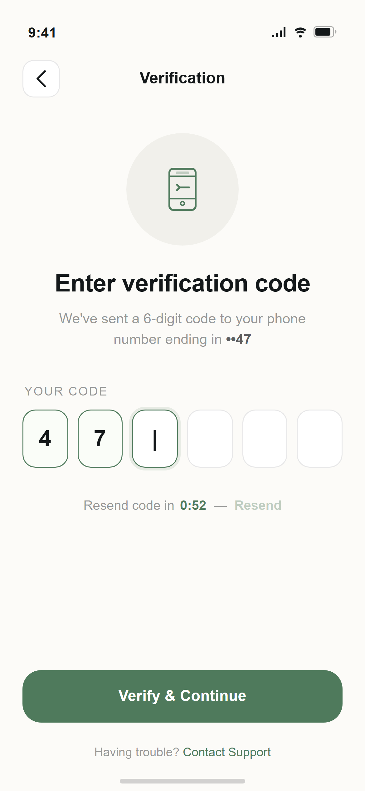 Modern Minimalist OTP Verification