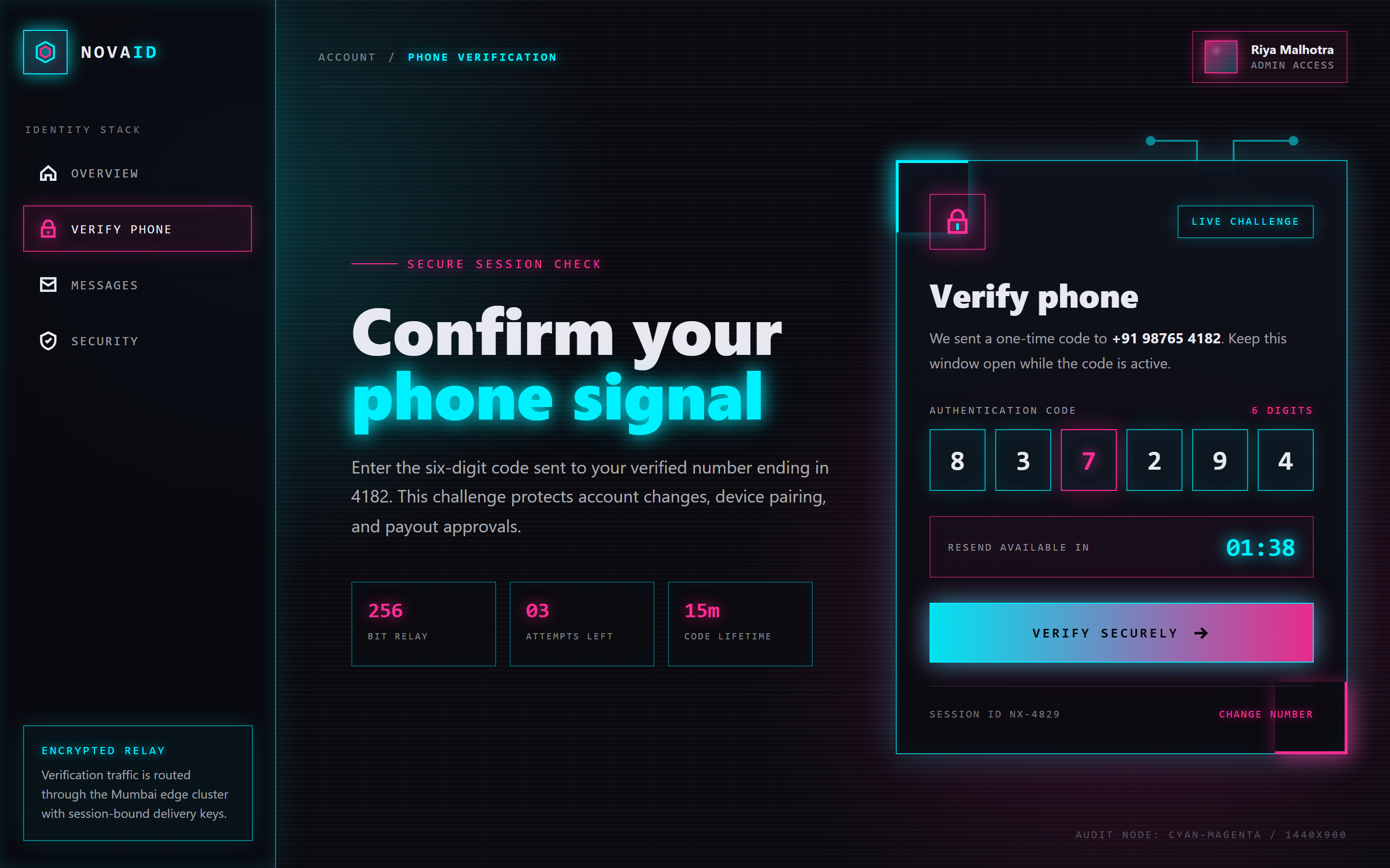 Neon Cyber OTP Verification