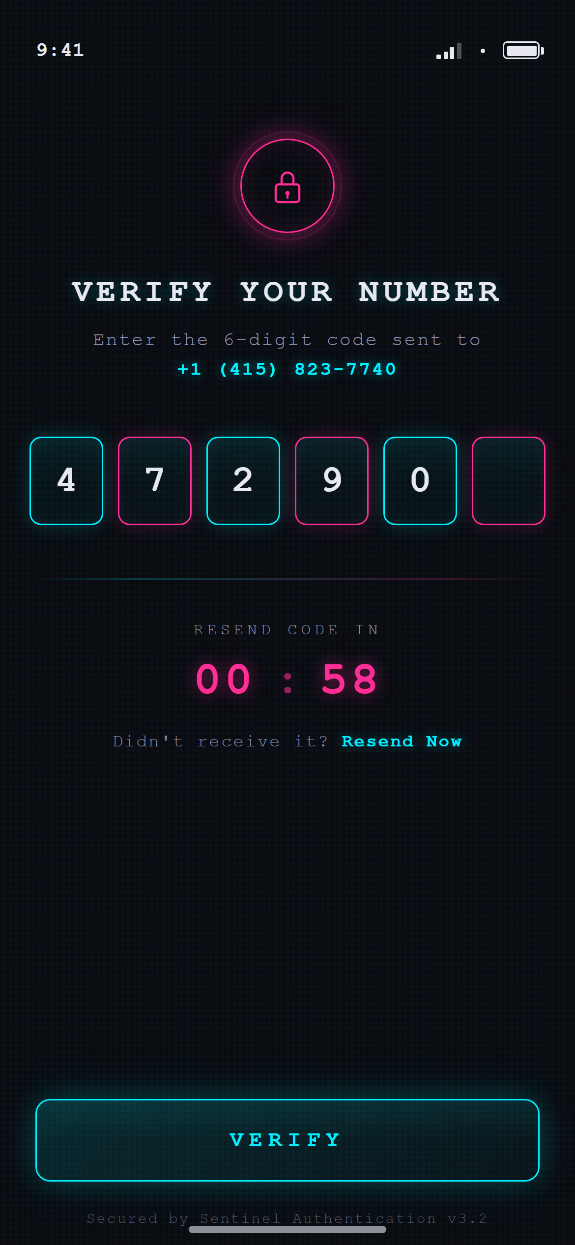 Neon Cyber OTP Verification