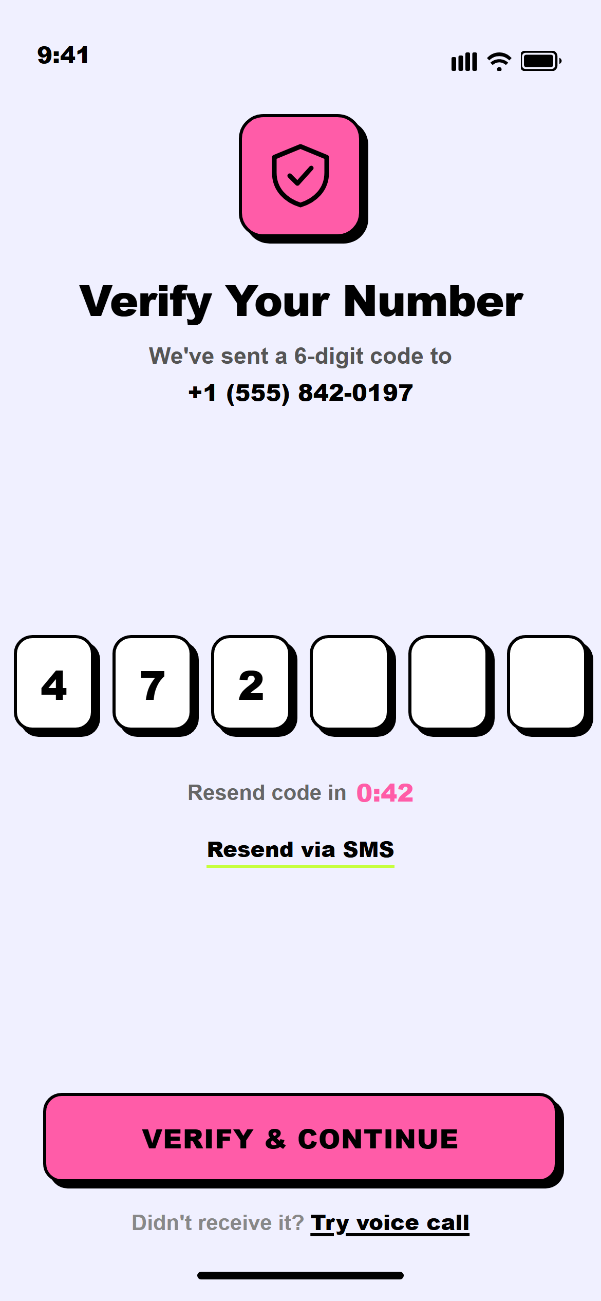 Neubrutalism OTP Verification