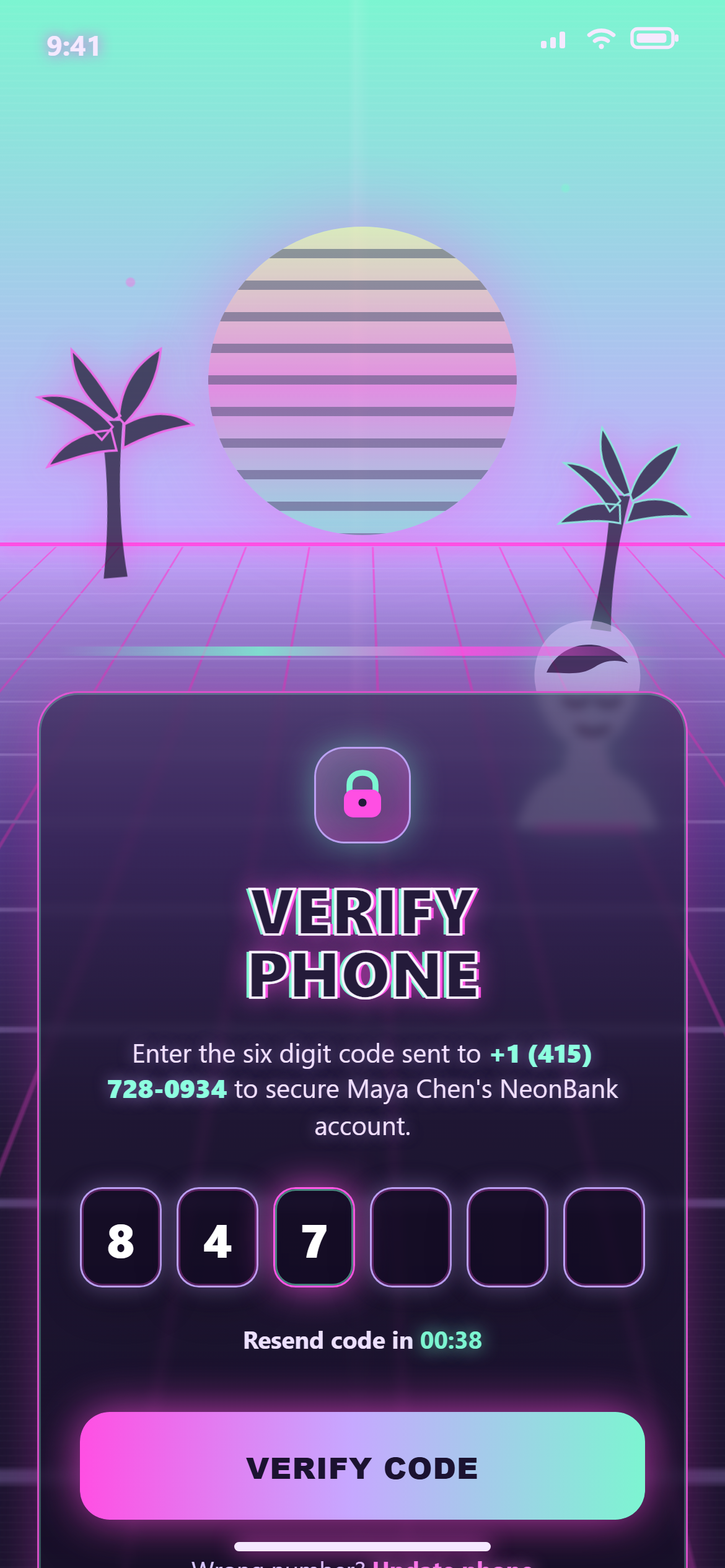 Vaporwave OTP Verification