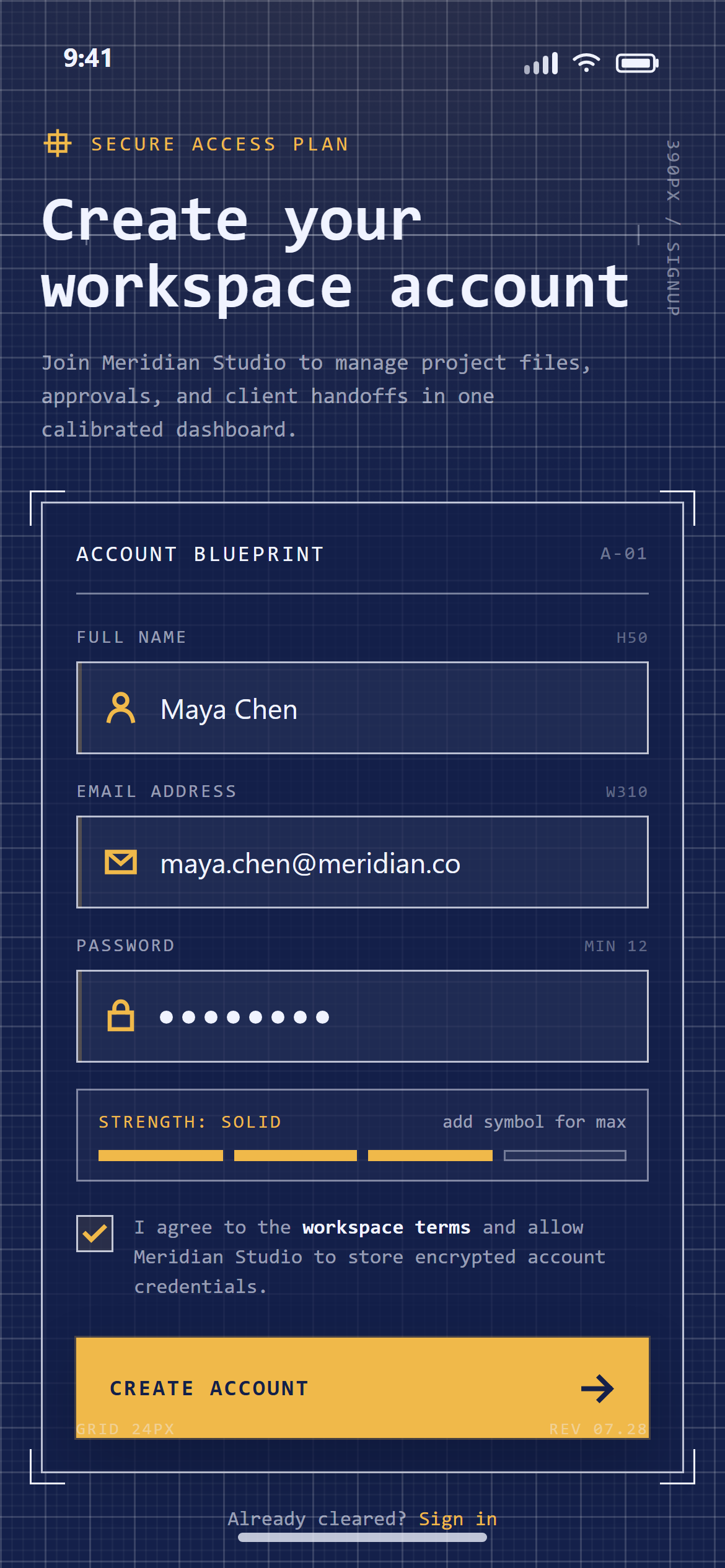 Blueprint Create Account