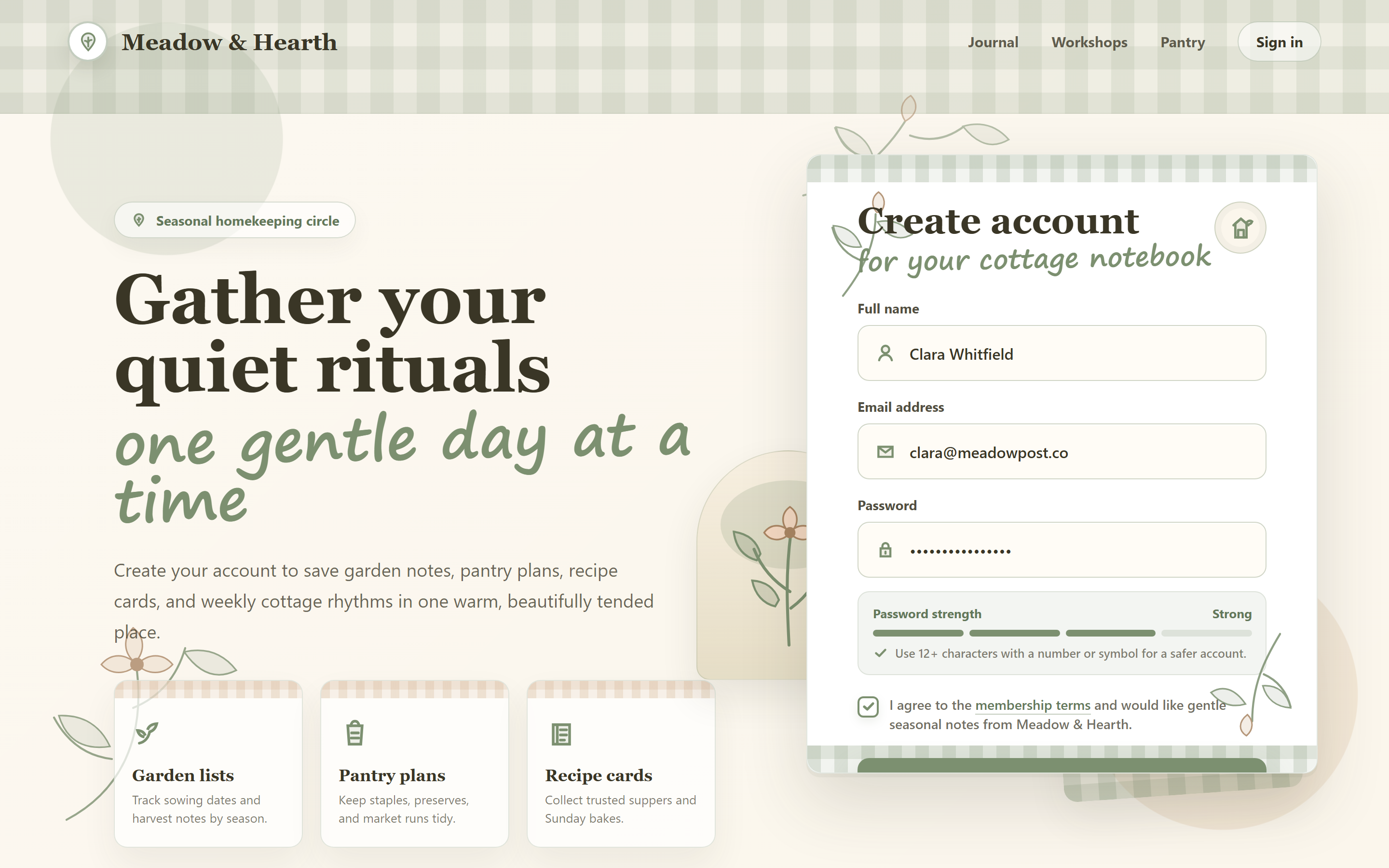 Cottagecore Create Account