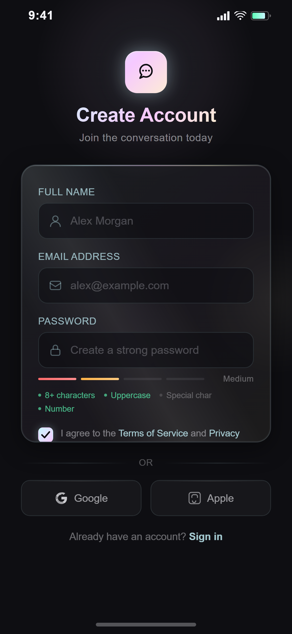 Holographic Create Account