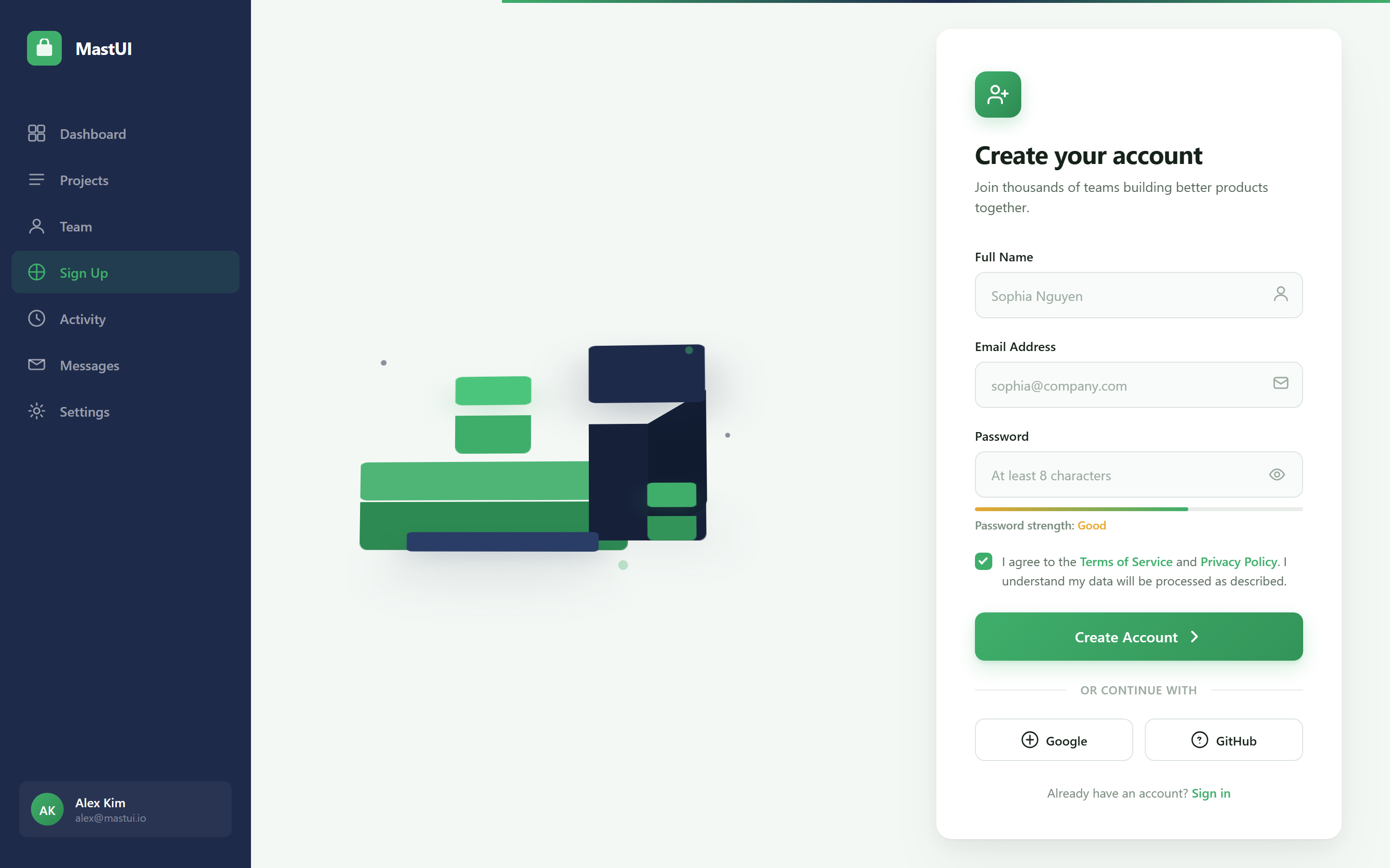 Isometric Create Account