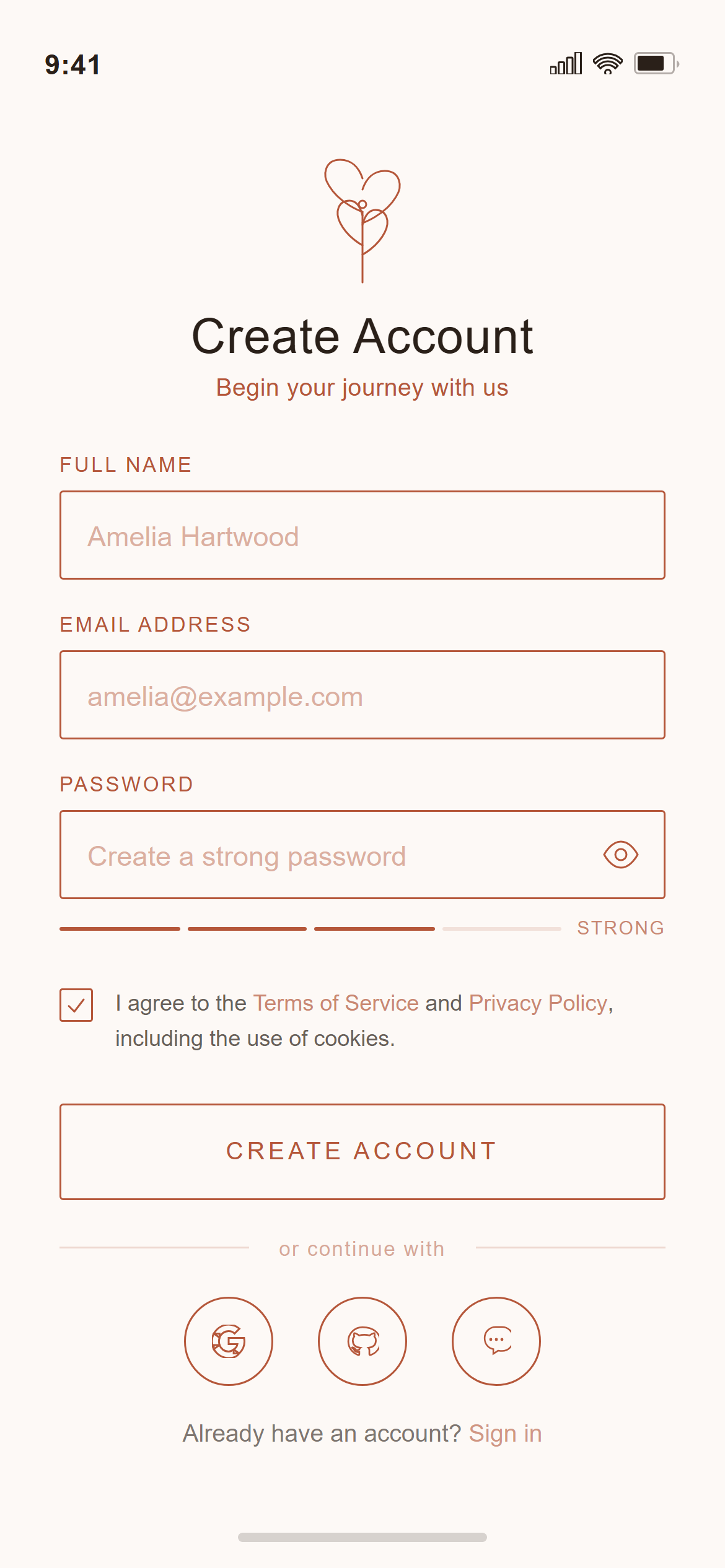 Minimal Line Art Create Account