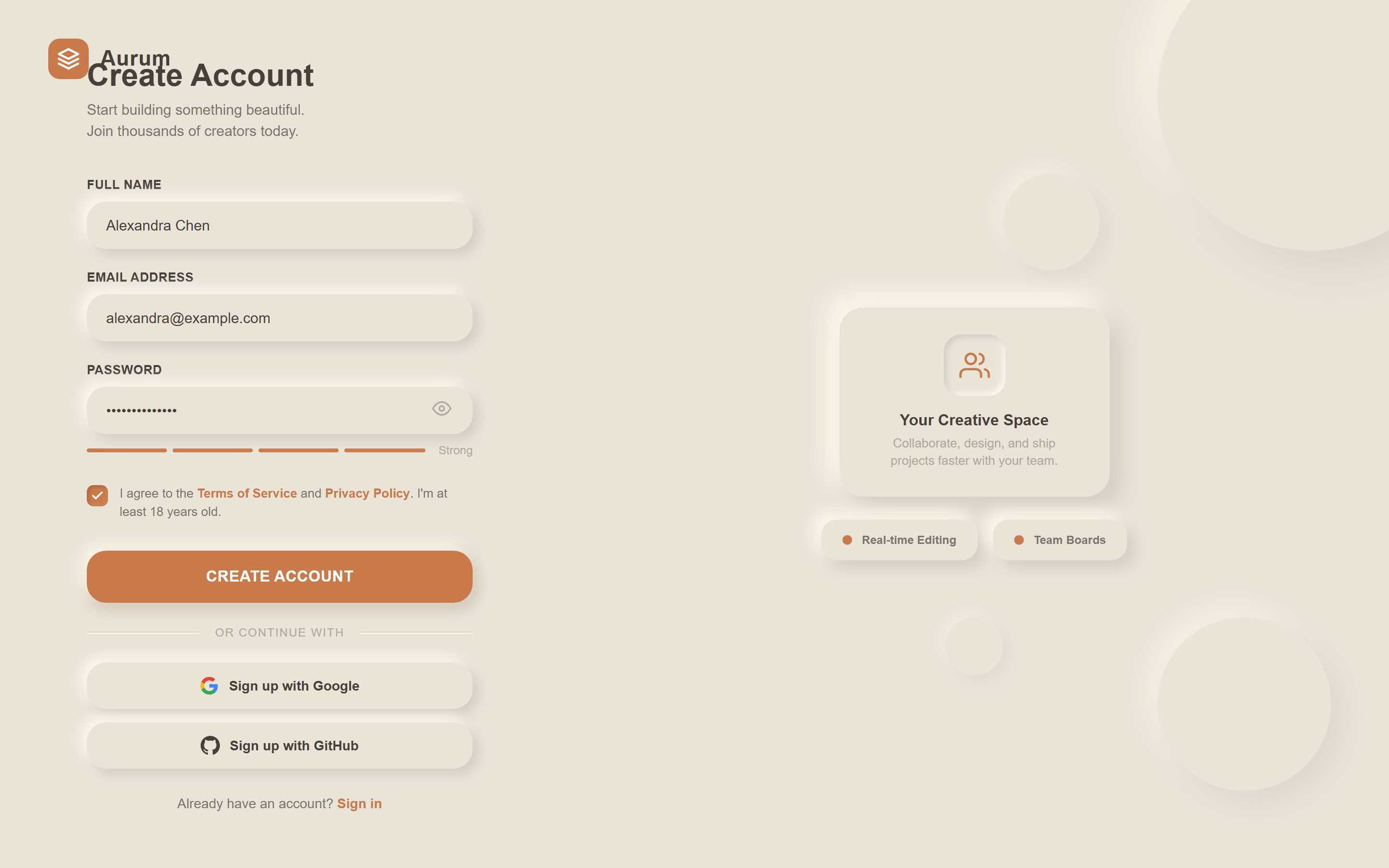 Neumorphism Create Account