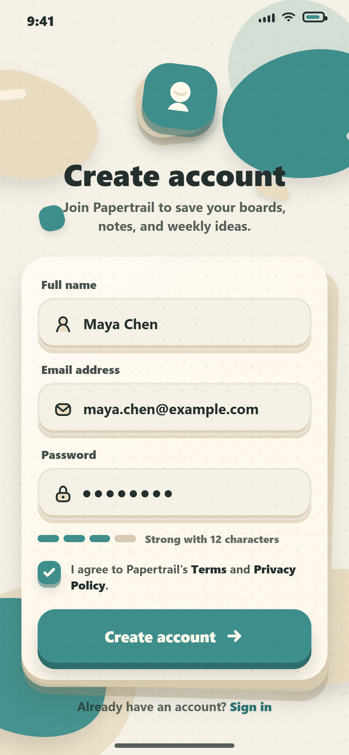 Paper Cut Create Account