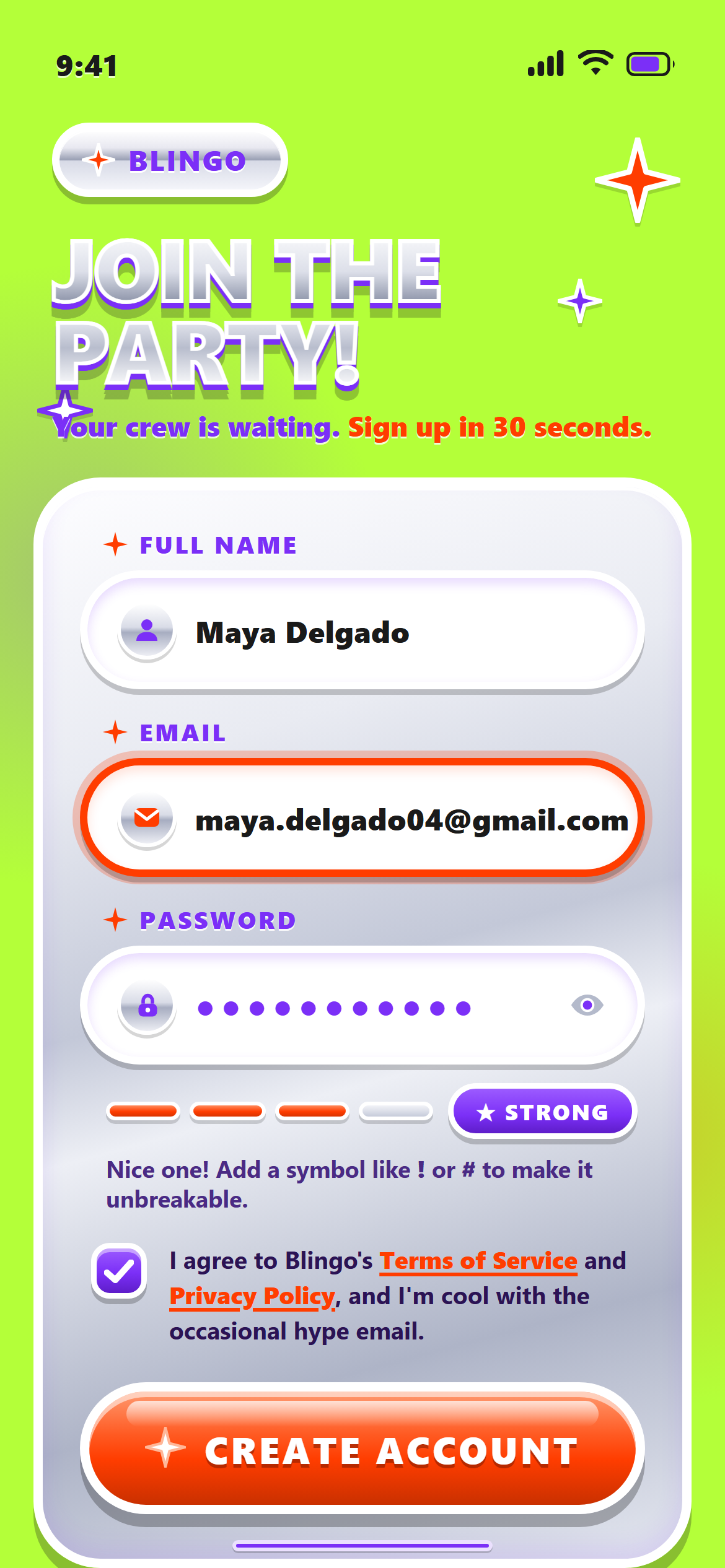 Retro Y2K Create Account