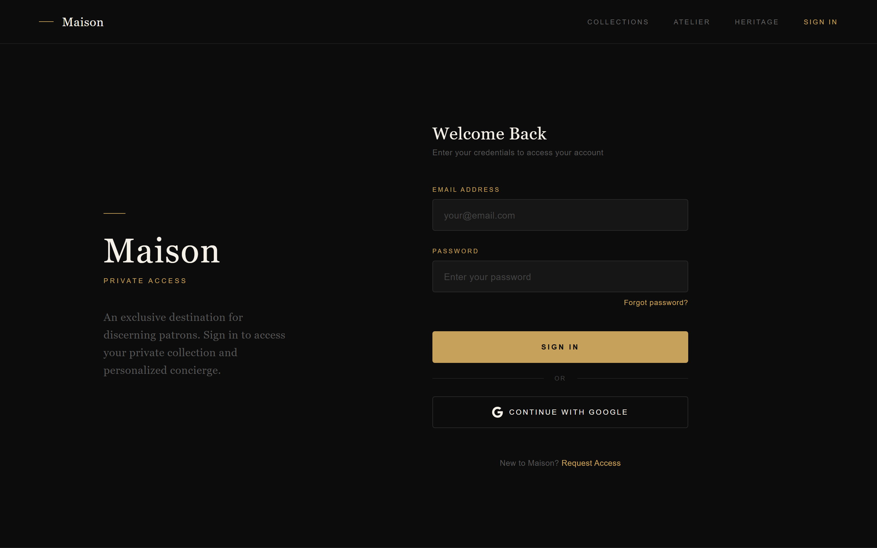 Luxury Dark Login