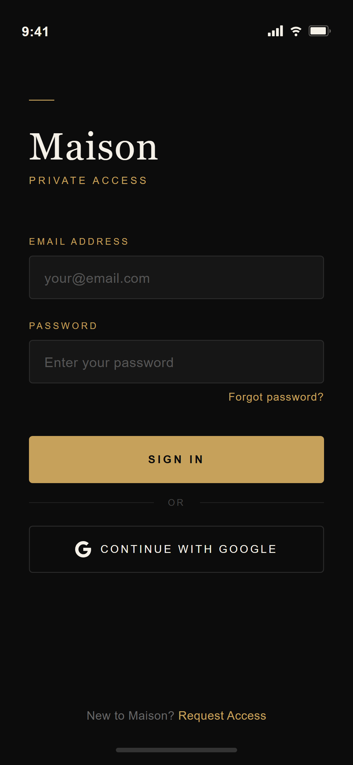 Luxury Dark Login