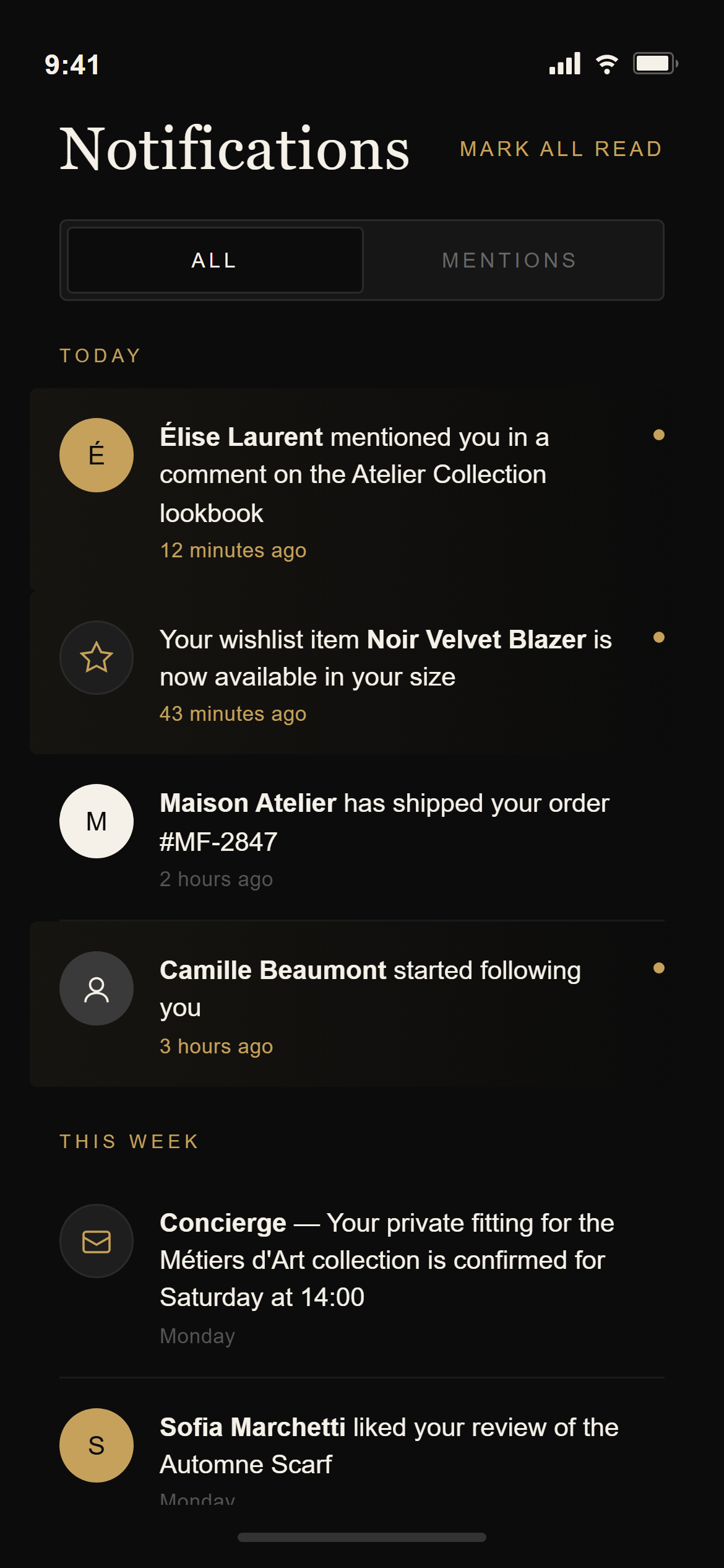 Luxury Dark Notifications