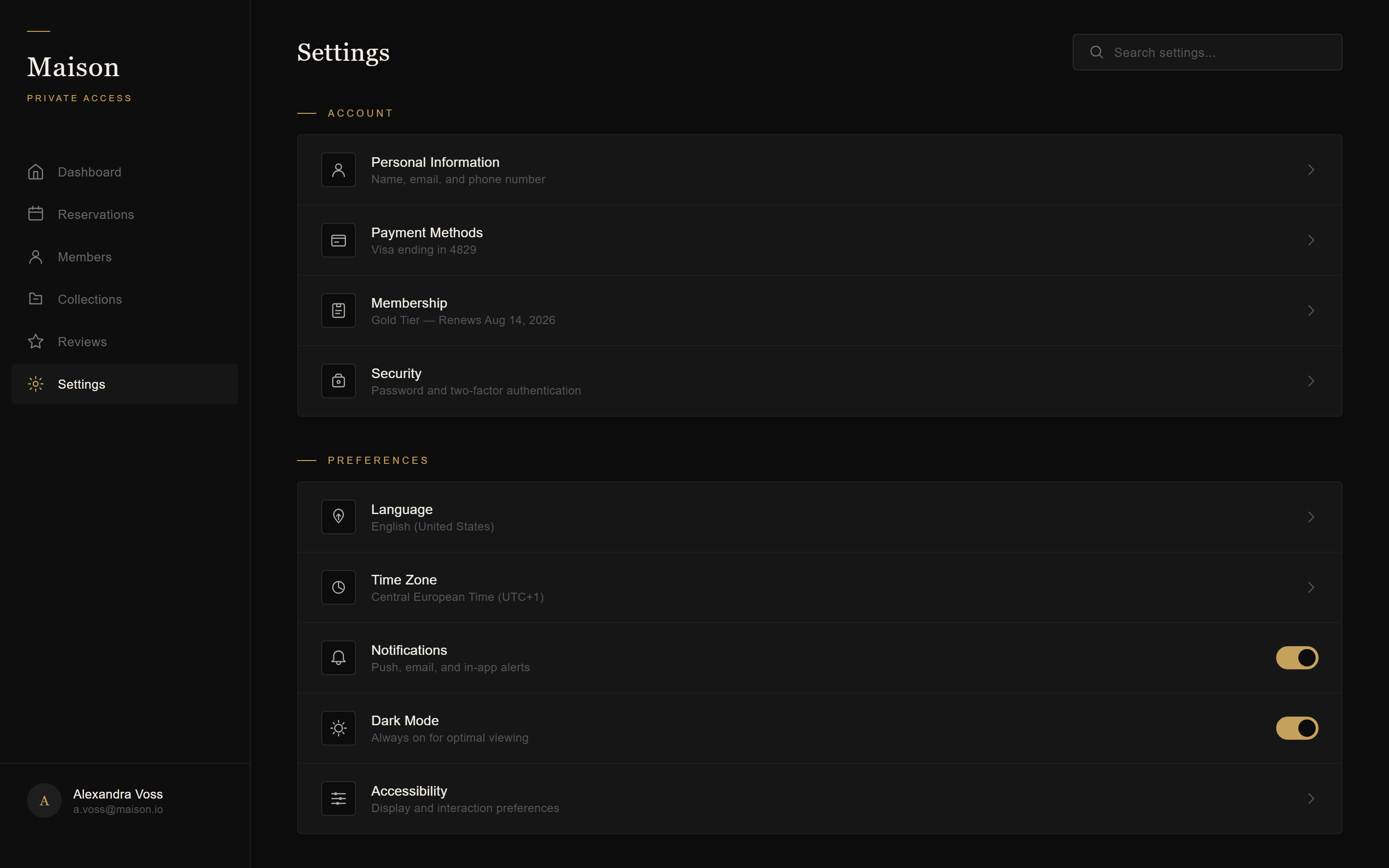 Luxury Dark Settings