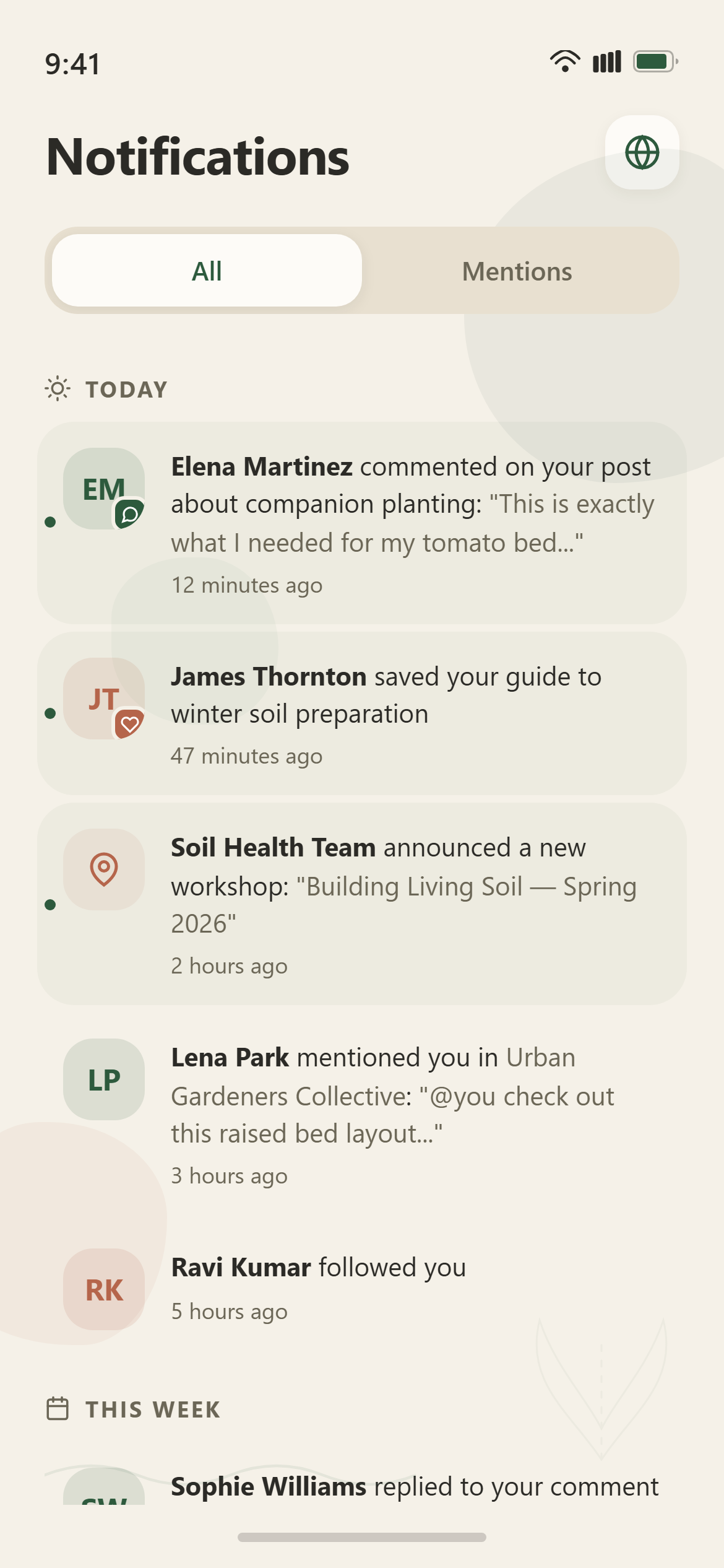 Organic Nature Notifications