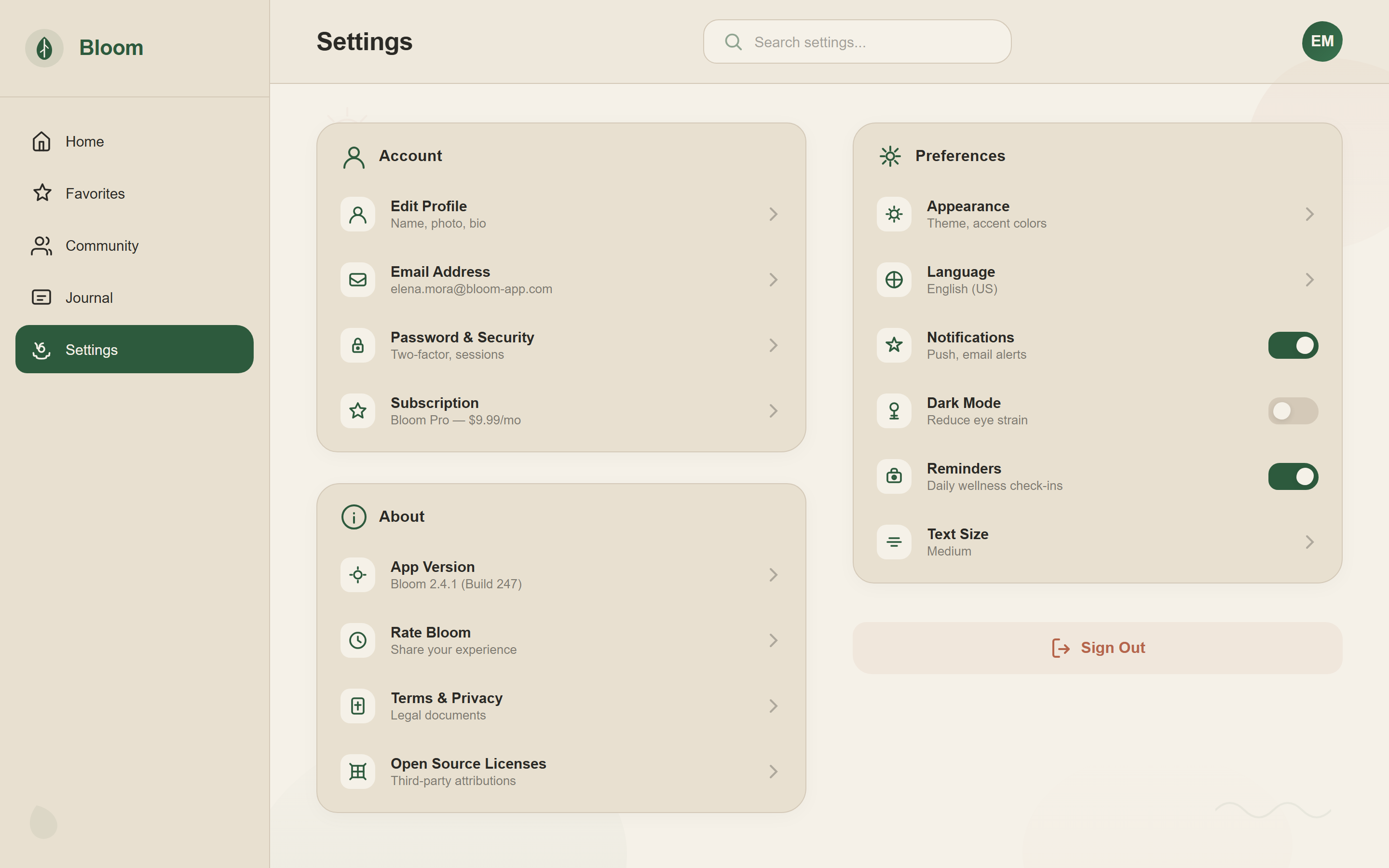 Organic Nature Settings
