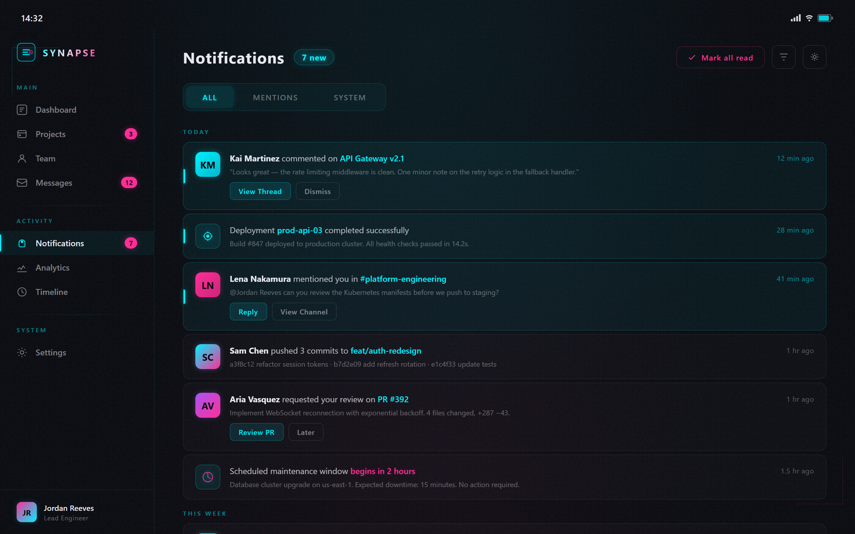 Neon Cyber Notifications